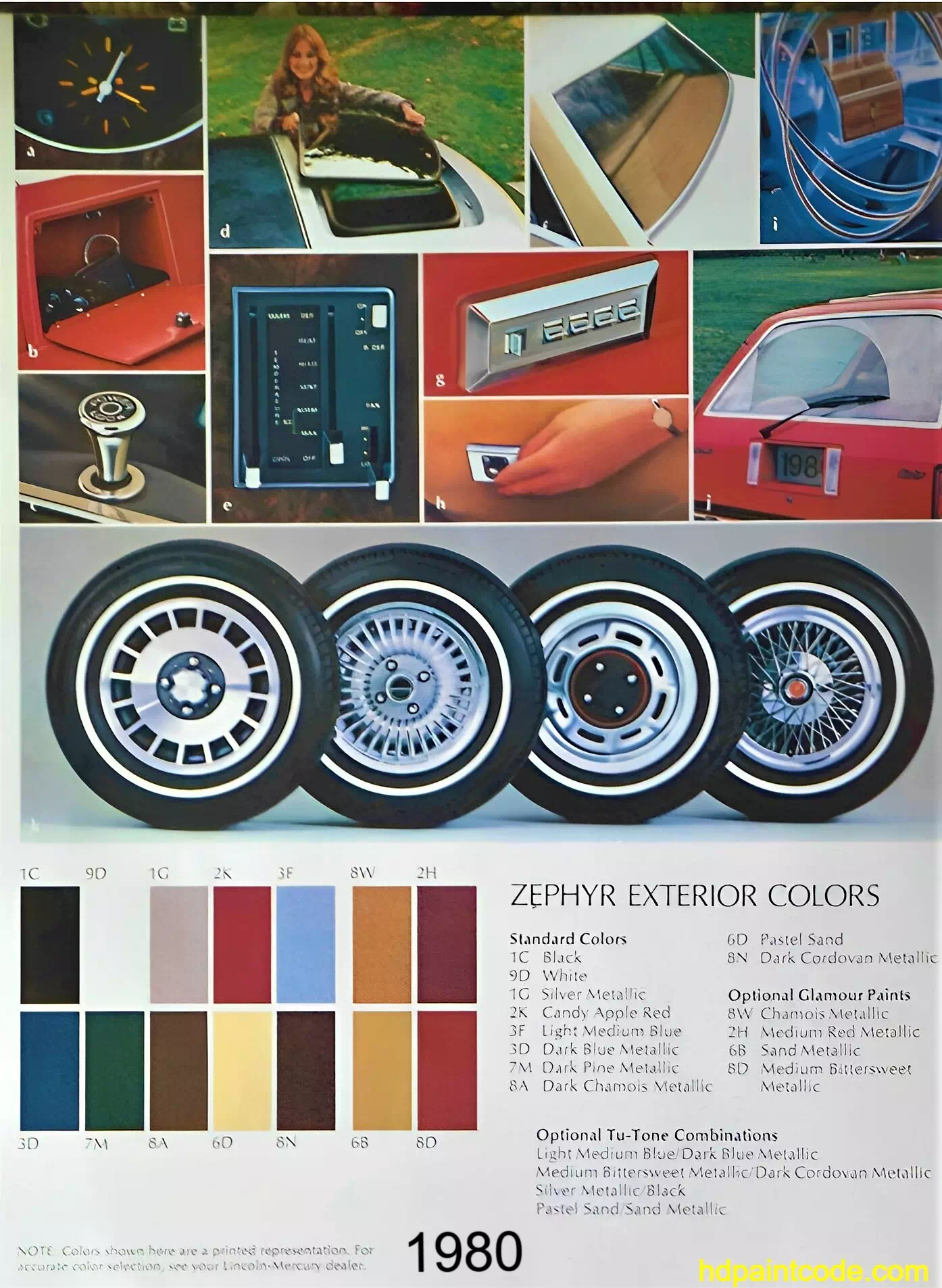1980 Mercury Zephyr Paint Codes and Color Chart Paint codes, Exterior Colors, and Vehicle Rims used on the 1980 Mercury Zephyr automobiles