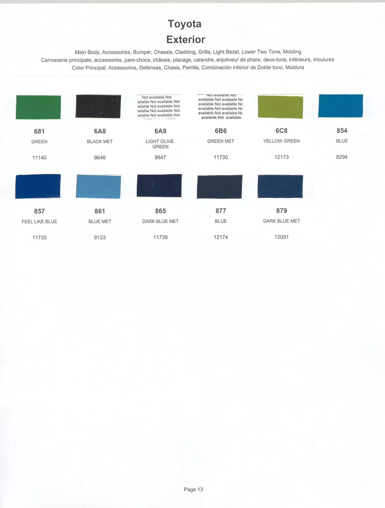 1980 Toyota Paint Codes and Color Chart Toyota and lexus vehicle paint codes for exterior cars, ordering codes and color shades