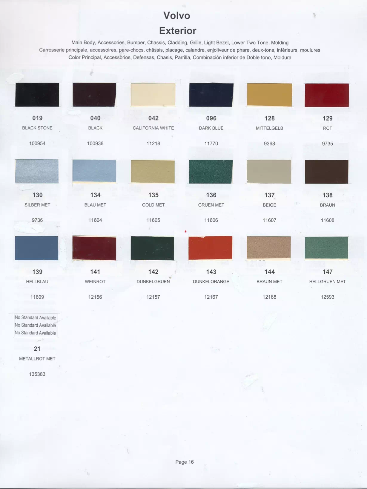 1980 Volvo Paint Codes & Color Chart Paint color examples, their ordering codes, the oem color code, and vehicles the color was used on
