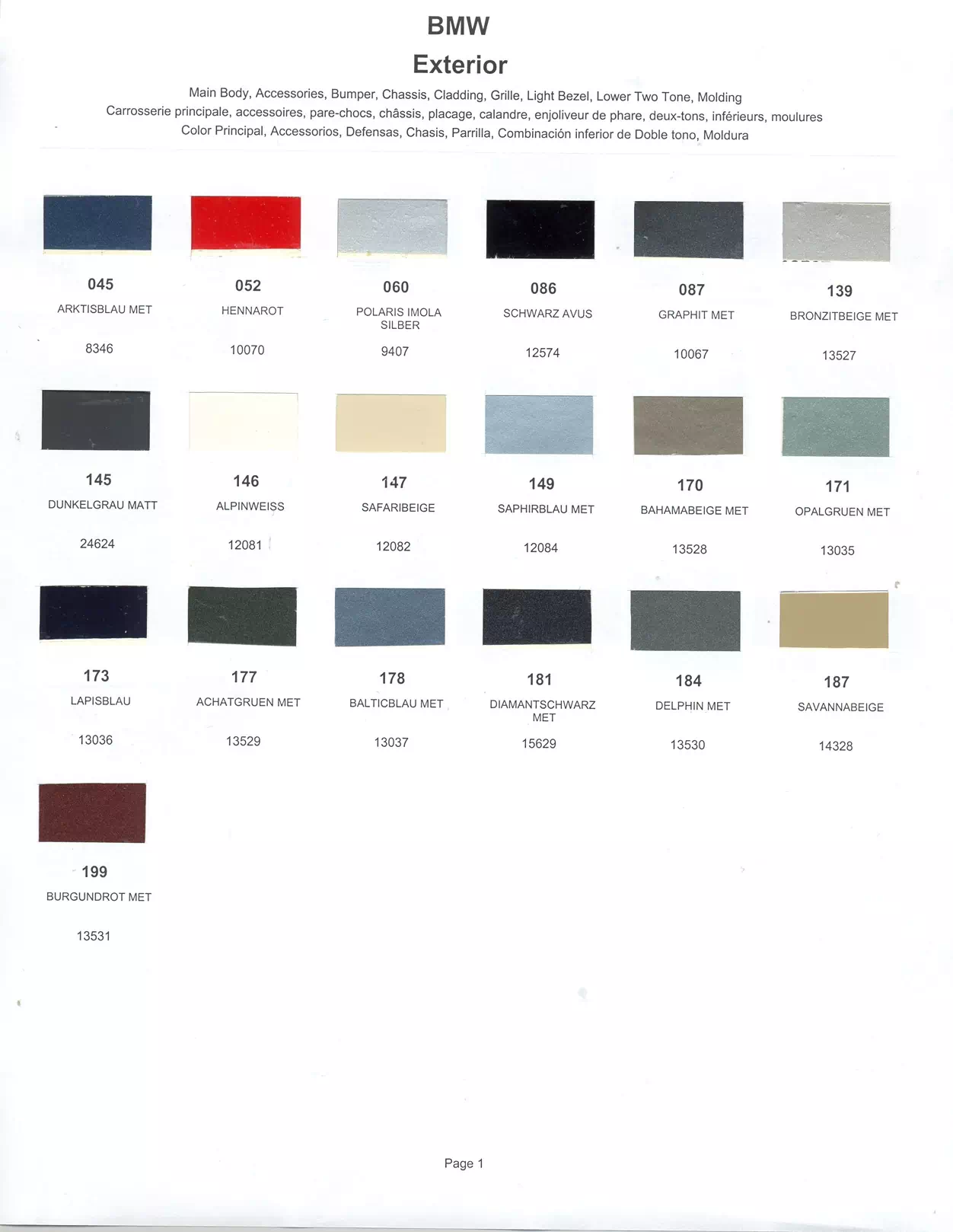 Paint color examples, their ordering codes, the oem color code, and vehicles the color was used on