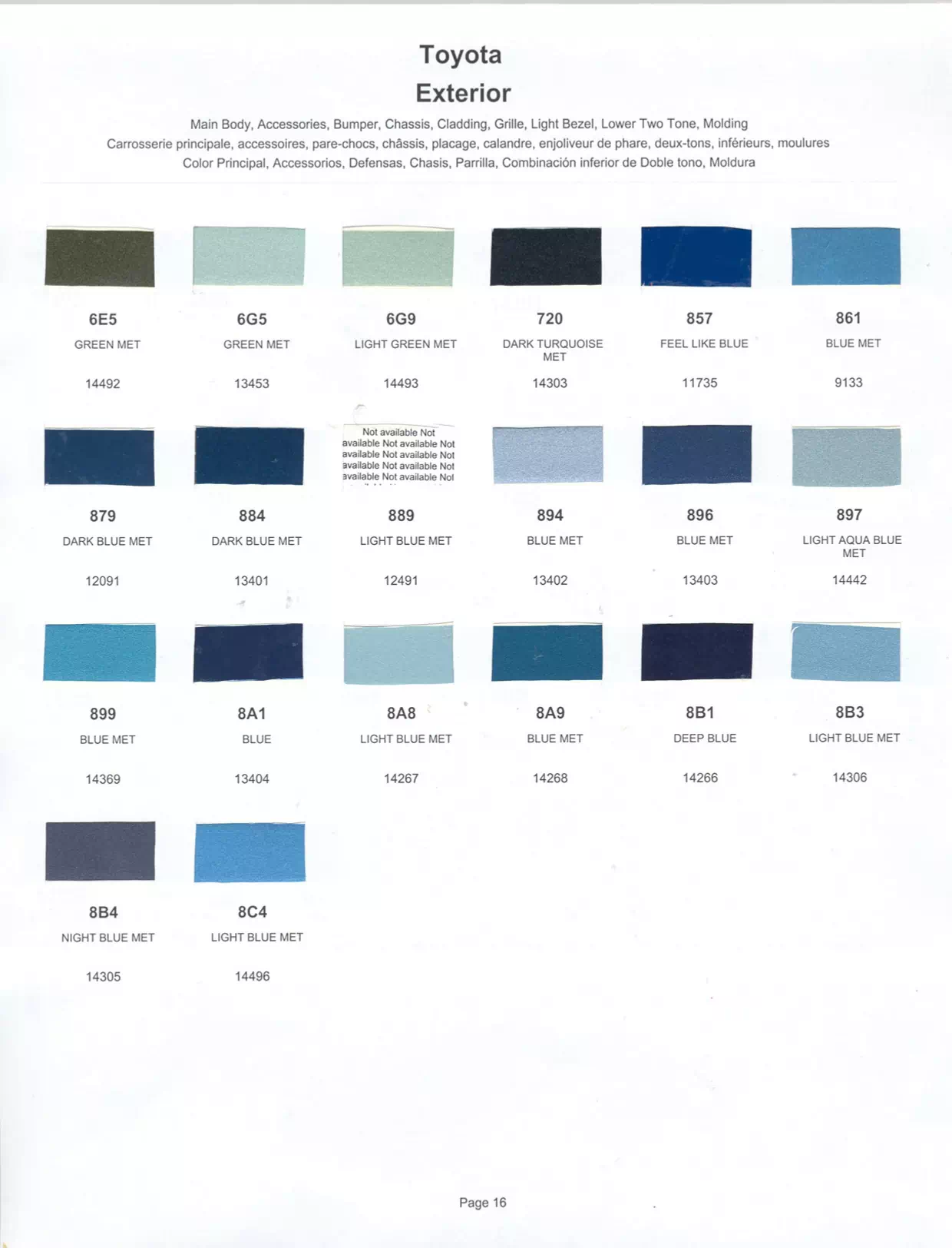 1984 Toyota Paint Codes & Color Chart Paint color examples, their ordering codes, the oem color code, and vehicles the color was used on
