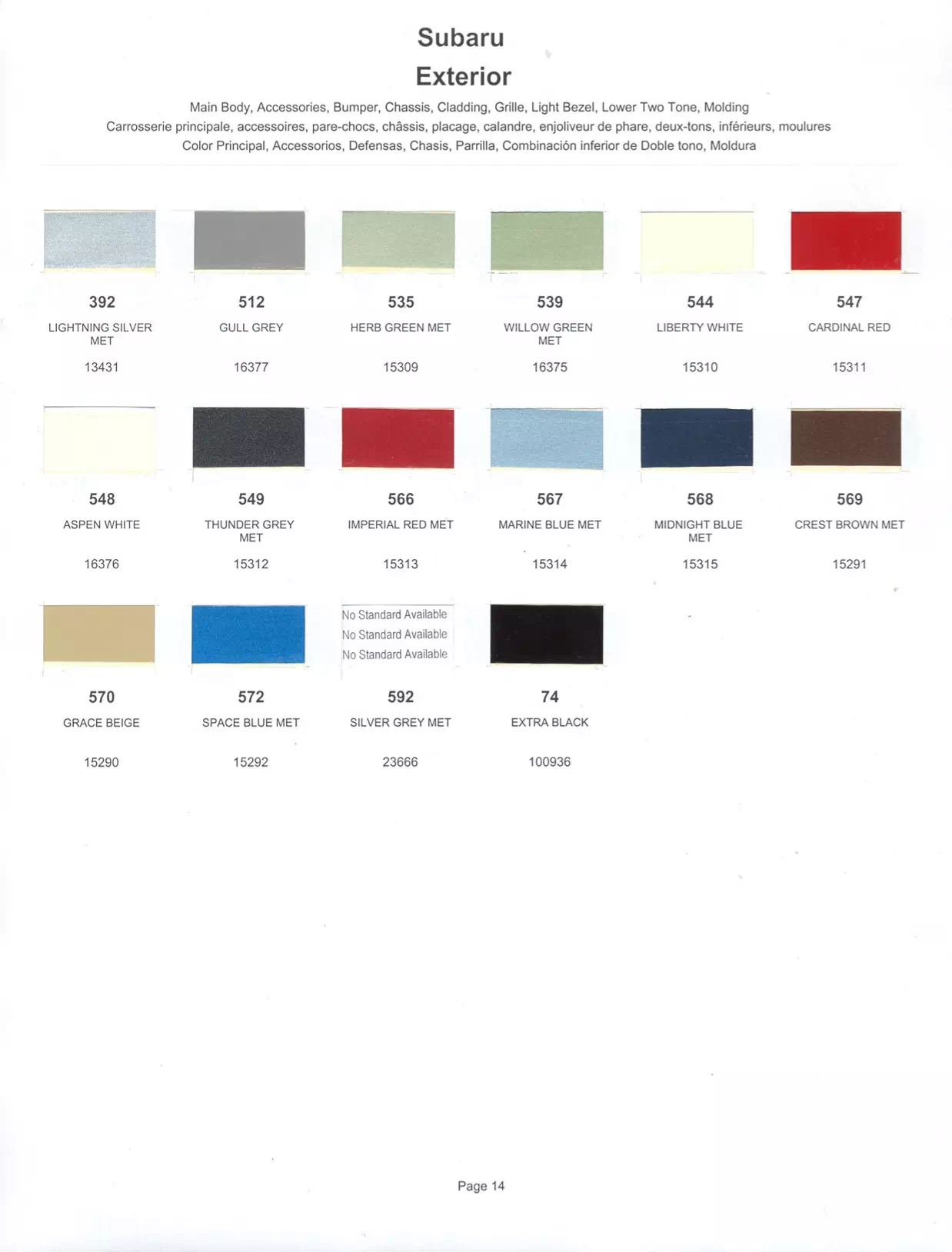 1985 Subaru Paint Codes & Color Chart Paint color examples, their ordering codes, the oem color code, and vehicles the color was used on