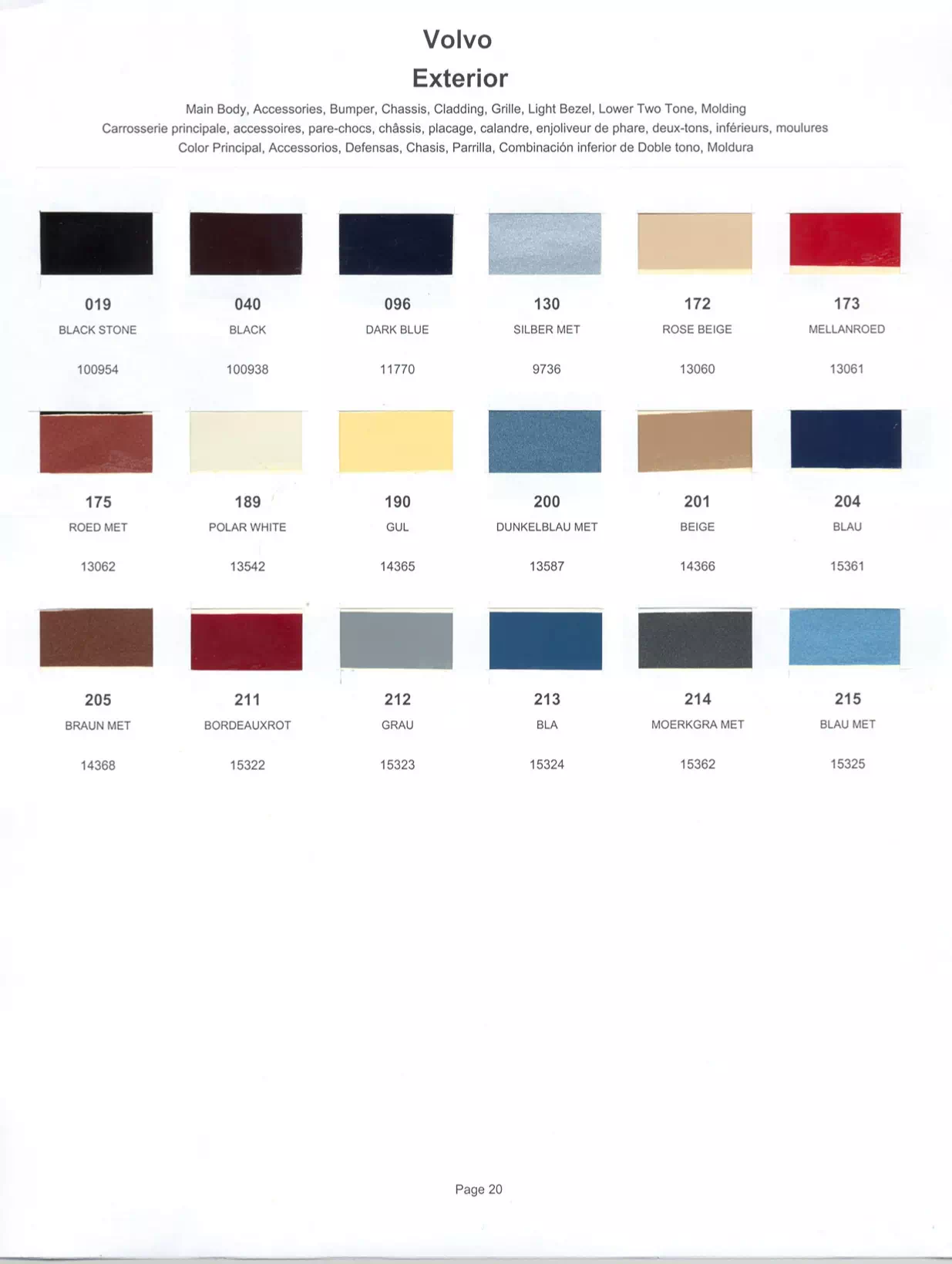 1985 Volvo Paint Codes & Color Chart Paint color examples, their ordering codes, the oem color code, and vehicles the color was used on