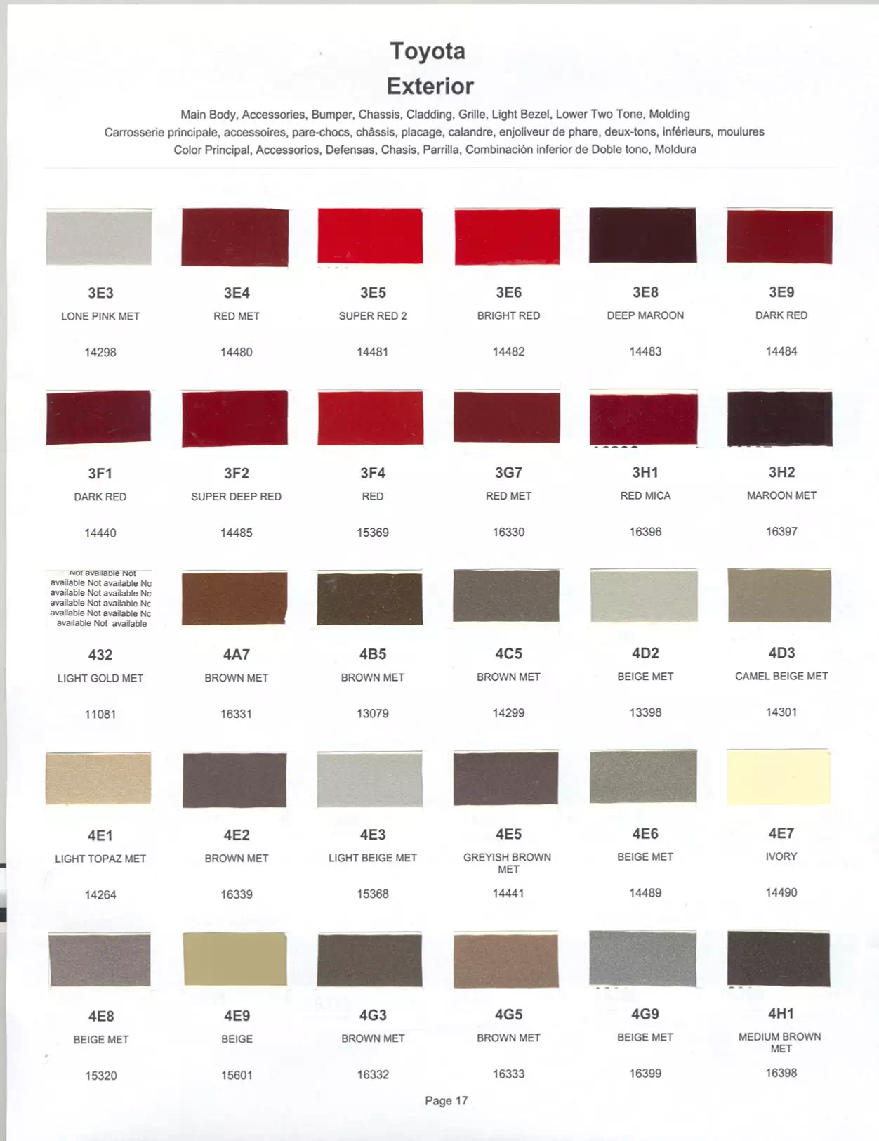 1986 Toyota Paint Codes and Color Chart Toyota and lexus vehicle paint codes for exterior cars, ordering codes and color shades