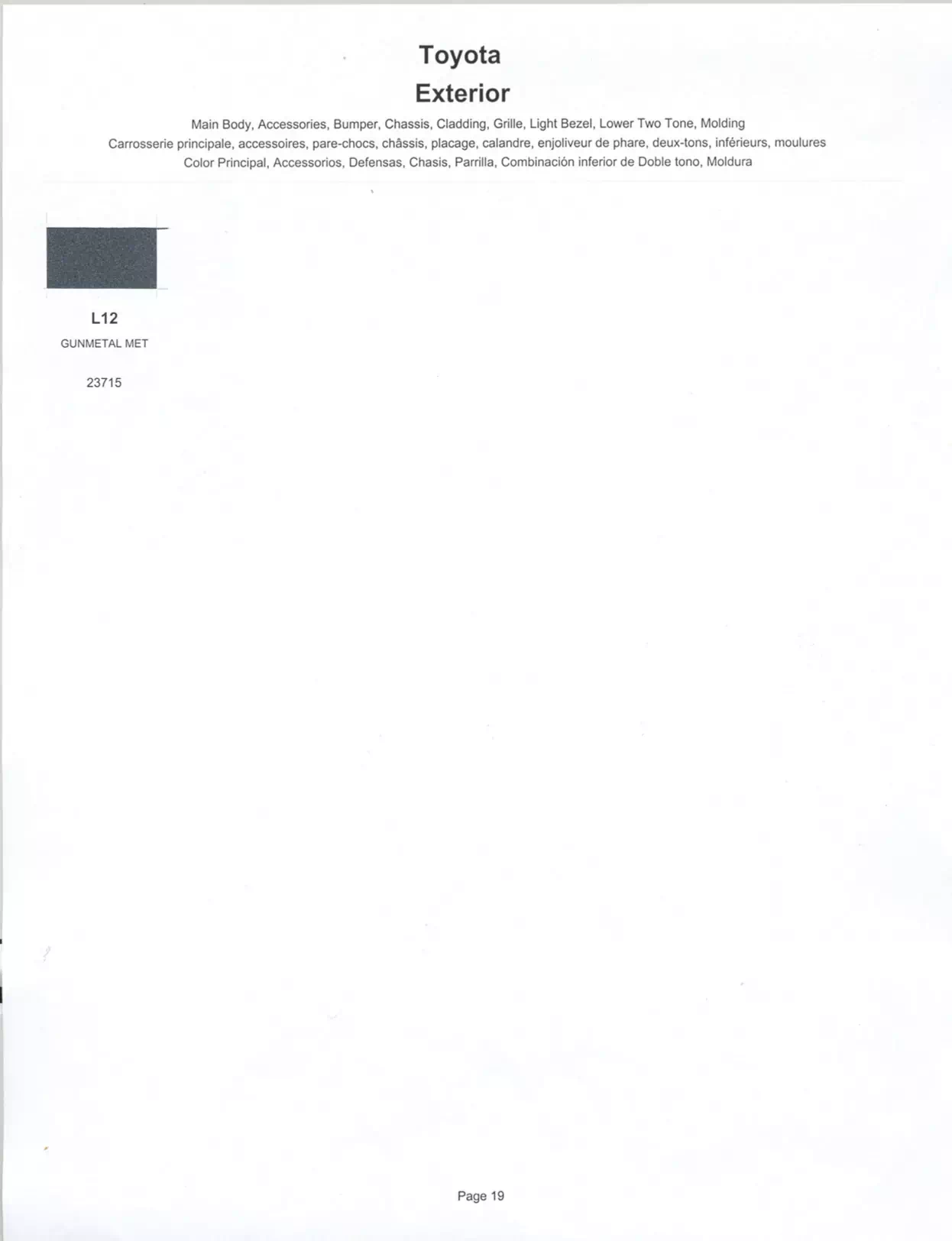 1986 Toyota Paint Codes and Color Chart Toyota and lexus vehicle paint codes for exterior cars, ordering codes and color shades