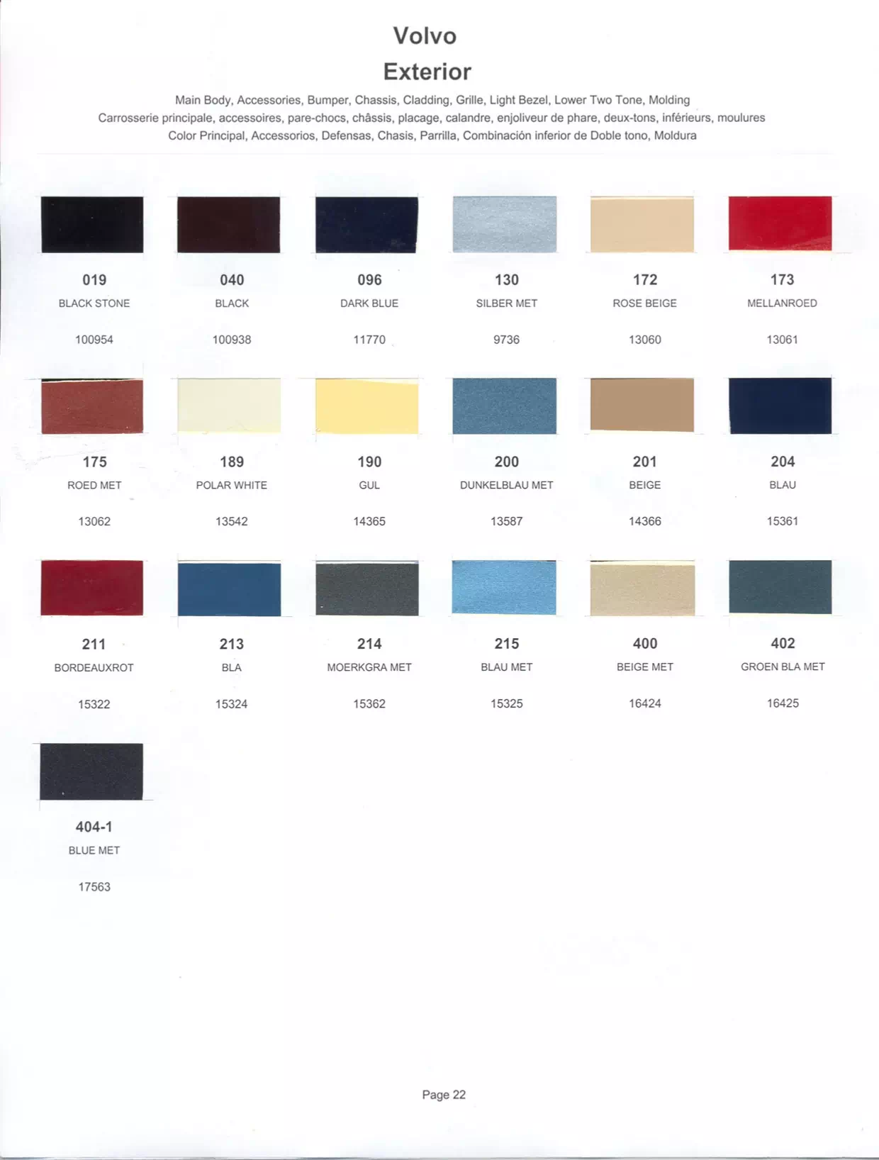 1986 Volvo Paint Codes & Color Chart Paint color examples, their ordering codes, the oem color code, and vehicles the color was used on