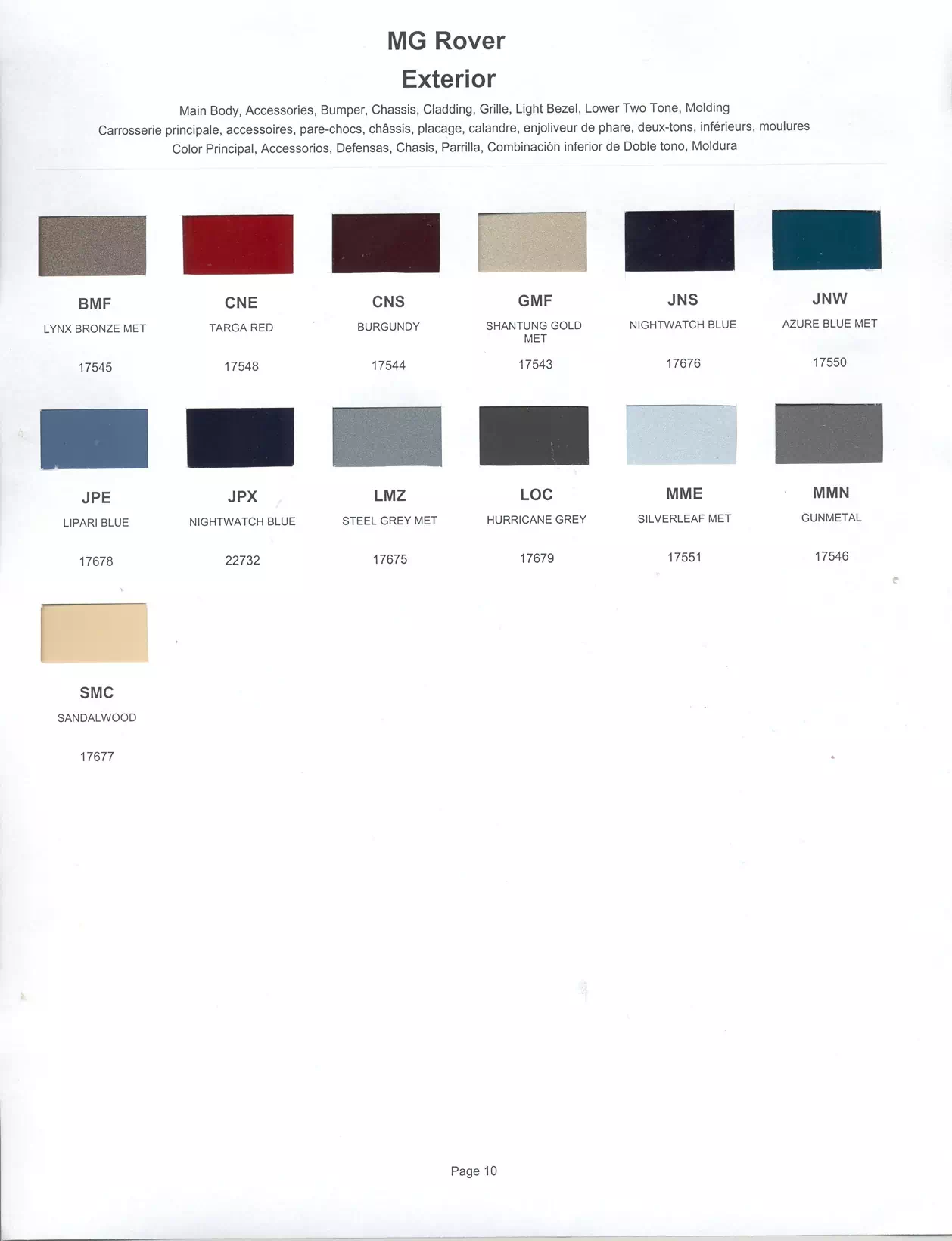 1987 Mg Rover Paint Codes & Color Chart Paint color examples, their ordering codes, the oem color code, and vehicles the color was used on
