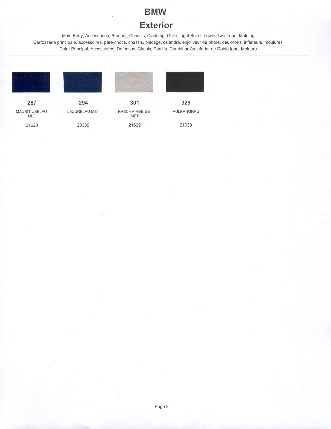 Paint color examples, their ordering codes, the oem color code, and vehicles the color was used on