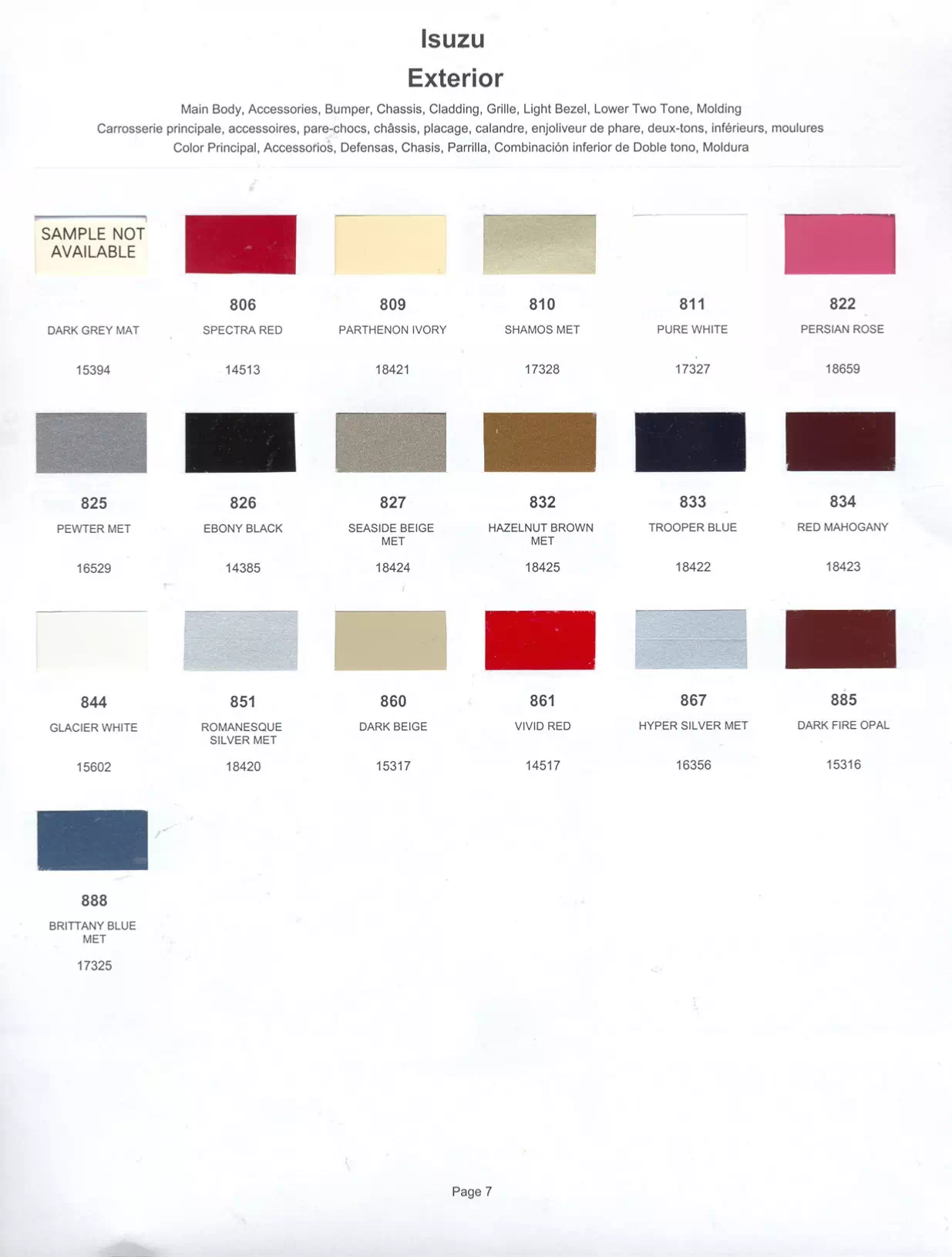 Paint color examples, their ordering codes, the oem color code, and vehicles the color was used on