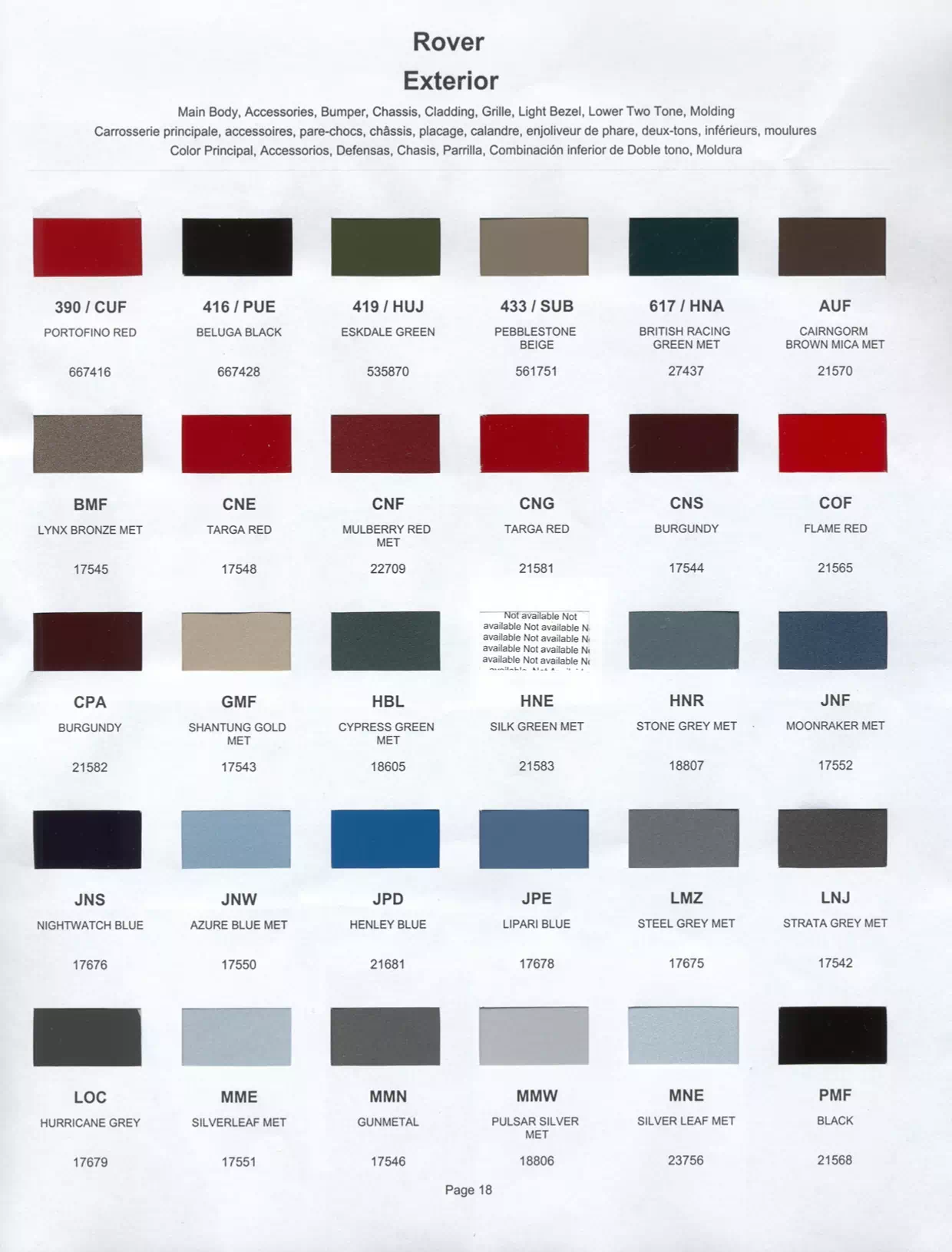 Paint color examples, their ordering codes, the oem color code, and vehicles the color was used on