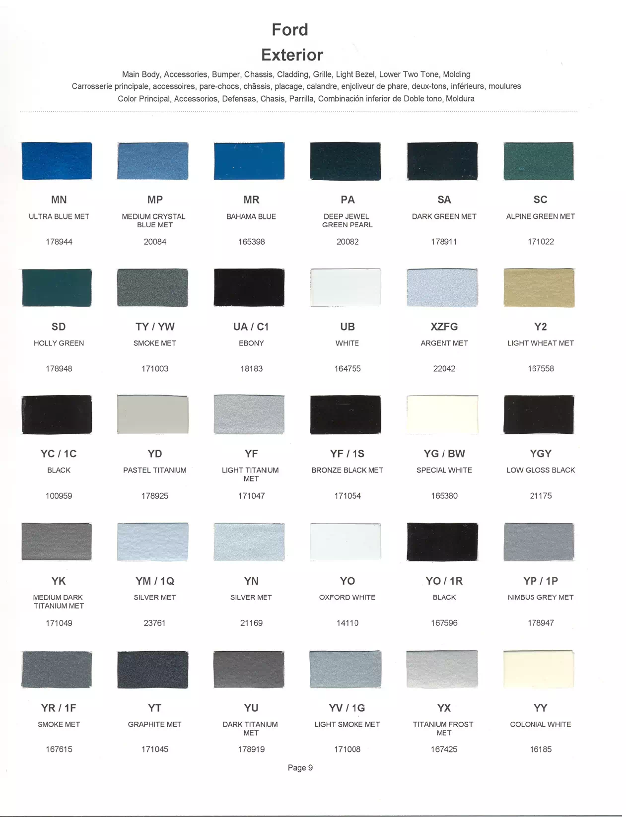 1990 Ford, Lincoln & Mercury Paint Codes & Color Chart Paint color examples, their ordering codes, the oem color code, and vehicles the color was used on
