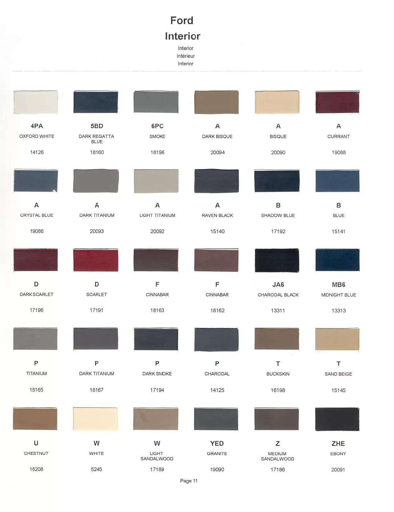 Paint color examples, their ordering codes, the oem color code, and vehicles the color was used on