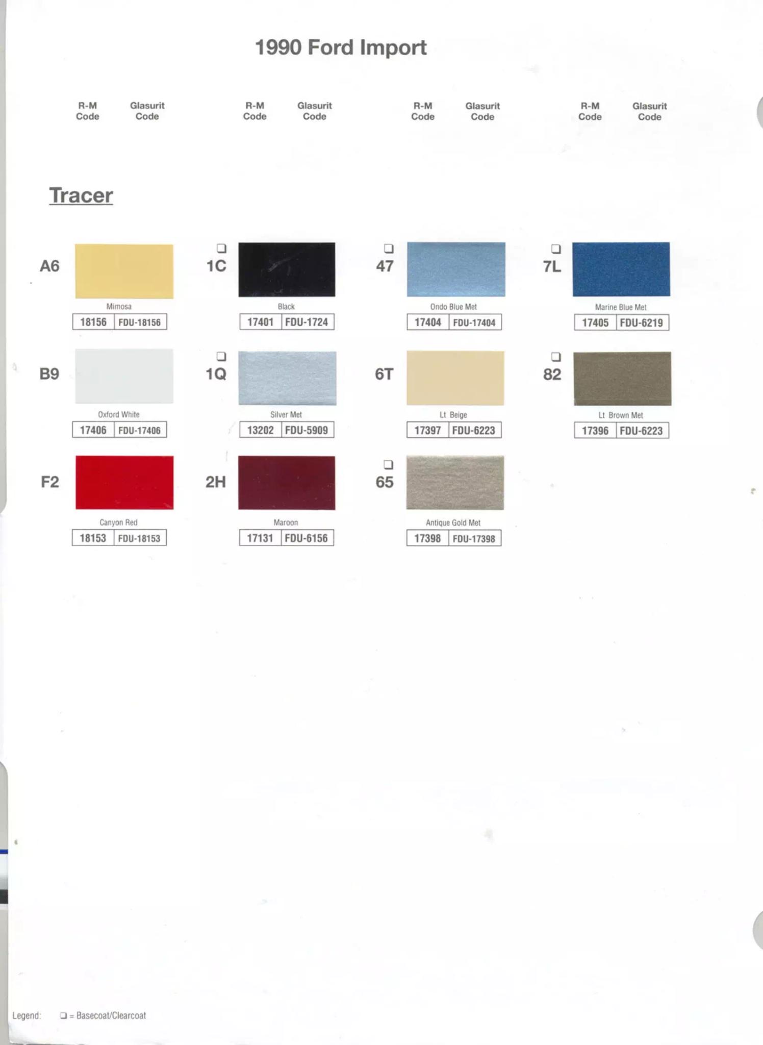 Ford, Lincoln, and Mercury, paint code swatches ( color examples )  oem paint codes and mixing stock numbers for those colors.