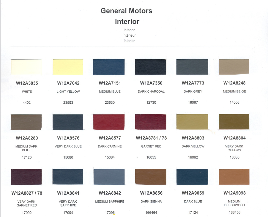 1990 gm interior colors all brands