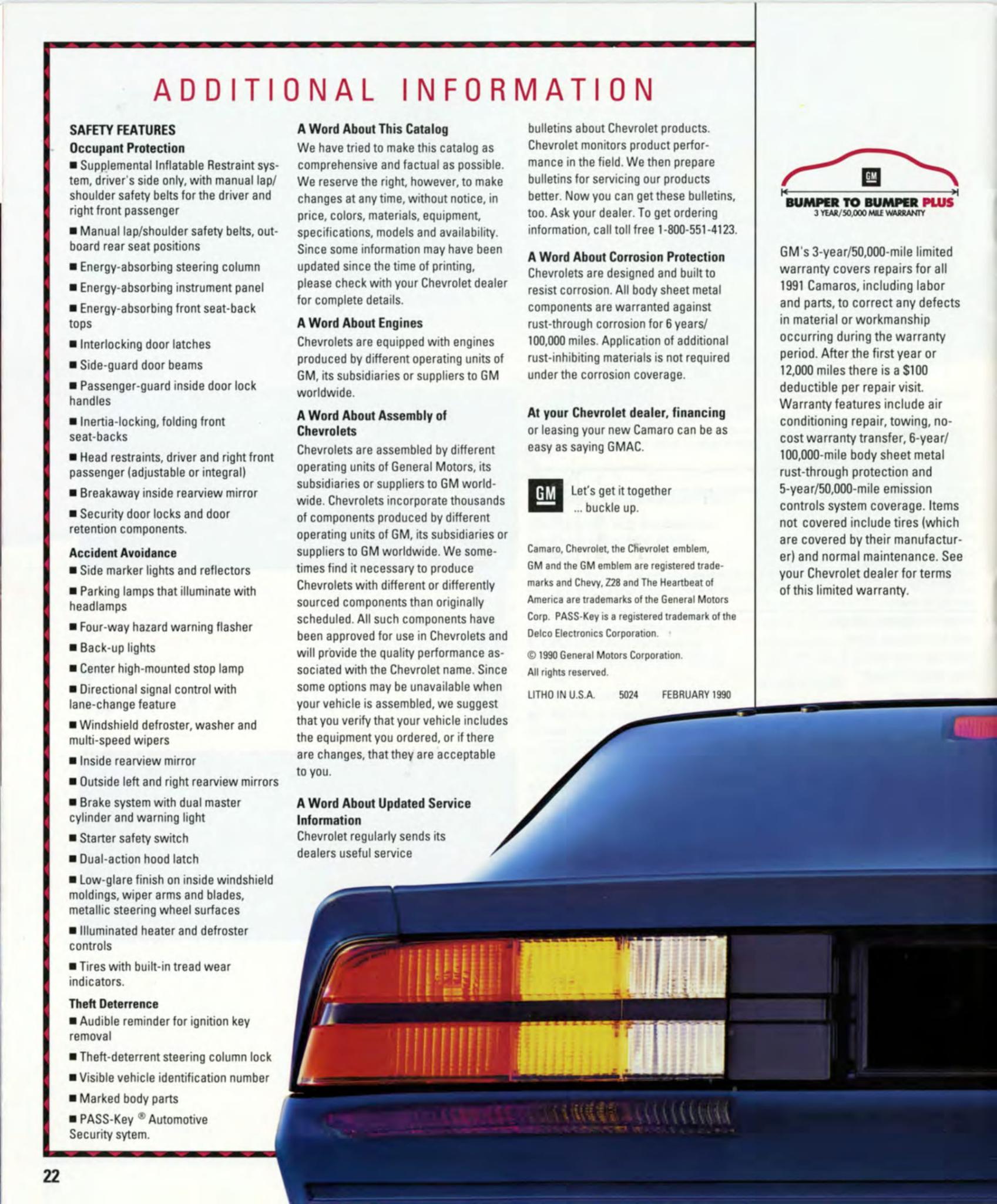 1991 Camaro Brochure