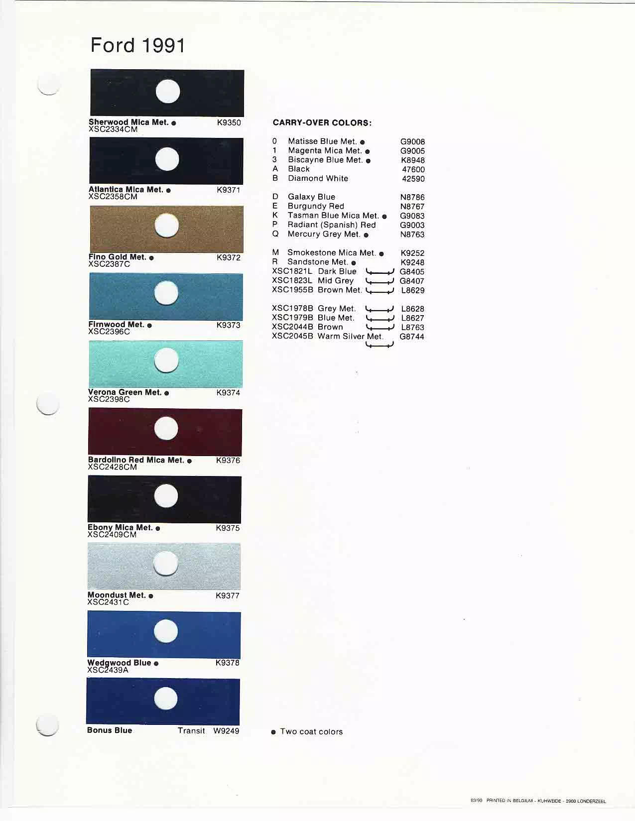 Ford, Lincoln, and Mercury, paint code swatches ( color examples )  oem paint codes and mixing stock numbers for those colors.