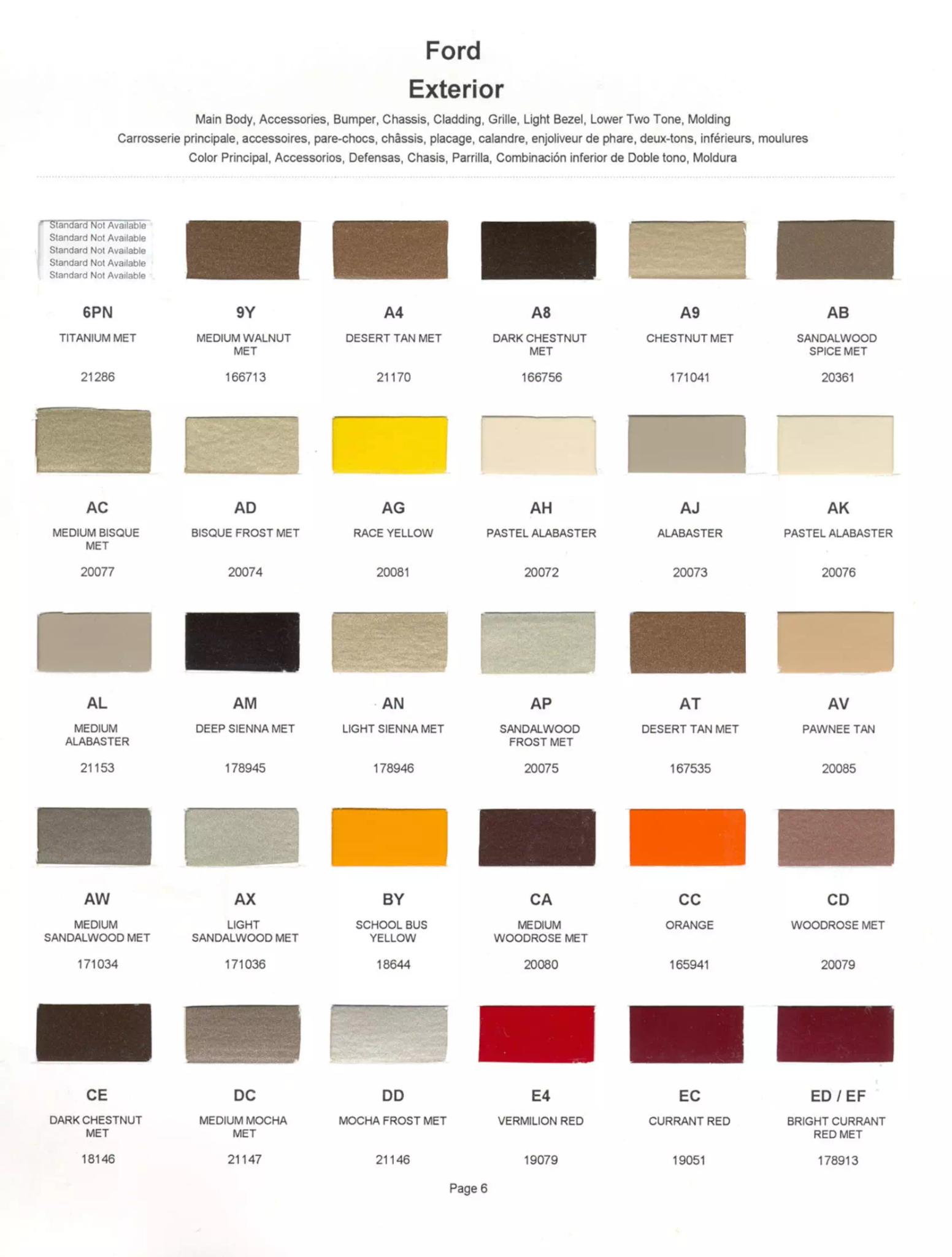 Ford, Lincoln, and Mercury, paint code swatches ( color examples )  oem paint codes and mixing stock numbers for those colors.