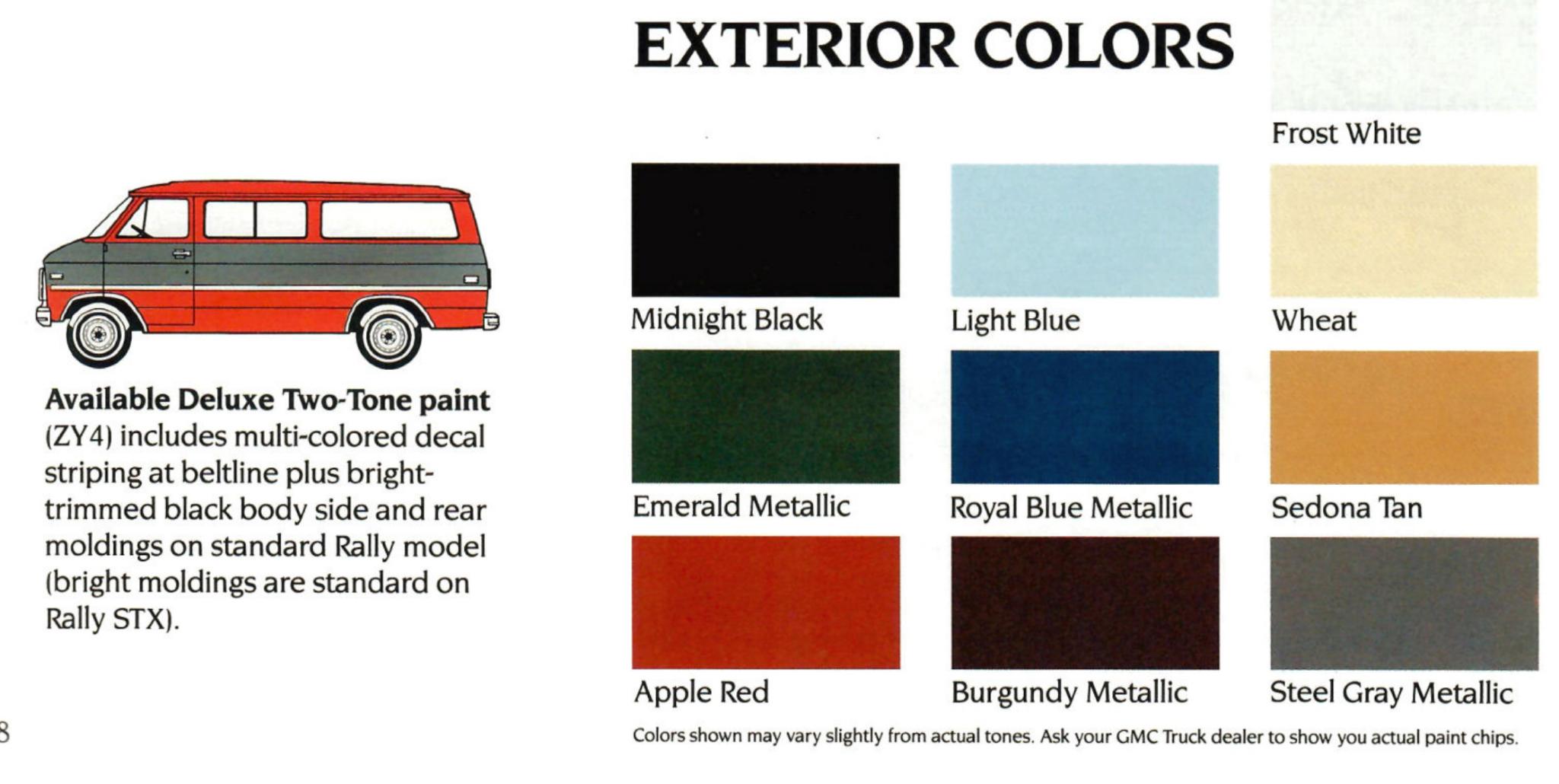 1991 GMC Rally Paint Chart Paint Colors and paint codes for GMC