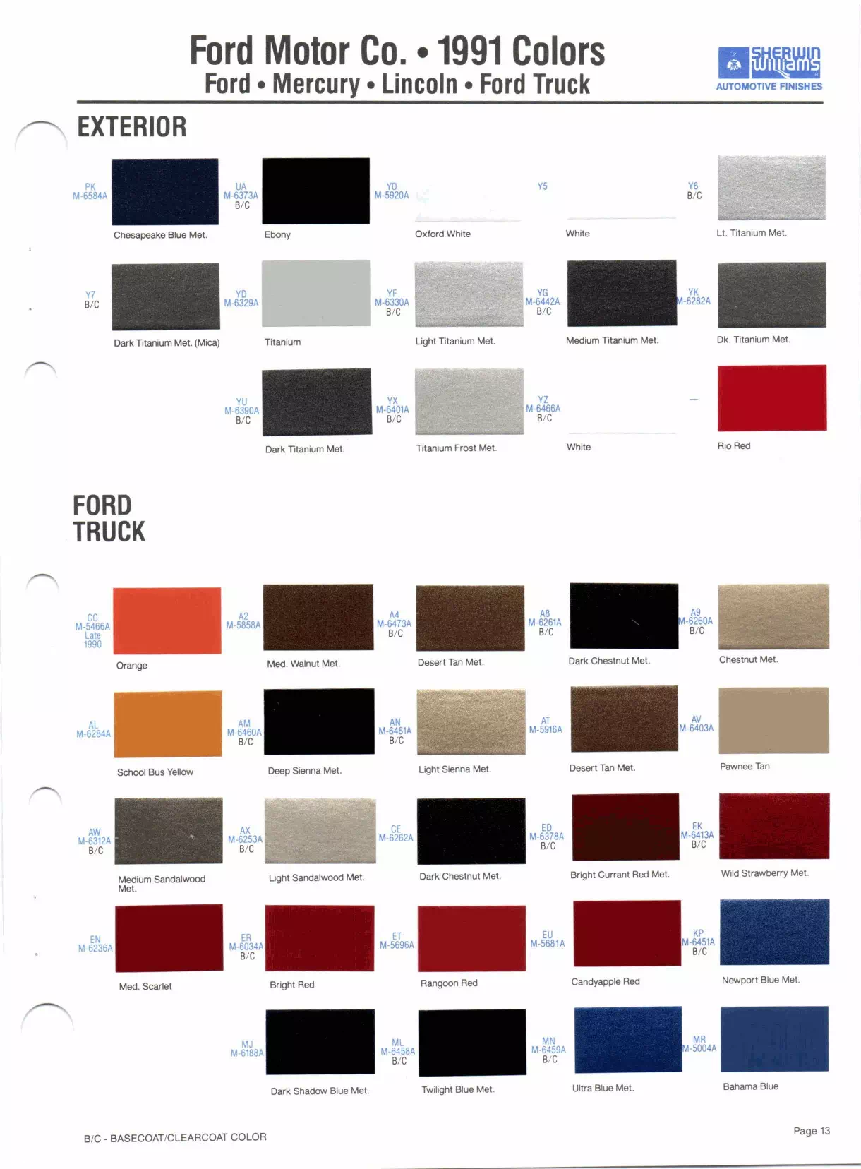 Paint color examples, their ordering codes, the oem color code, and vehicles the color was used on