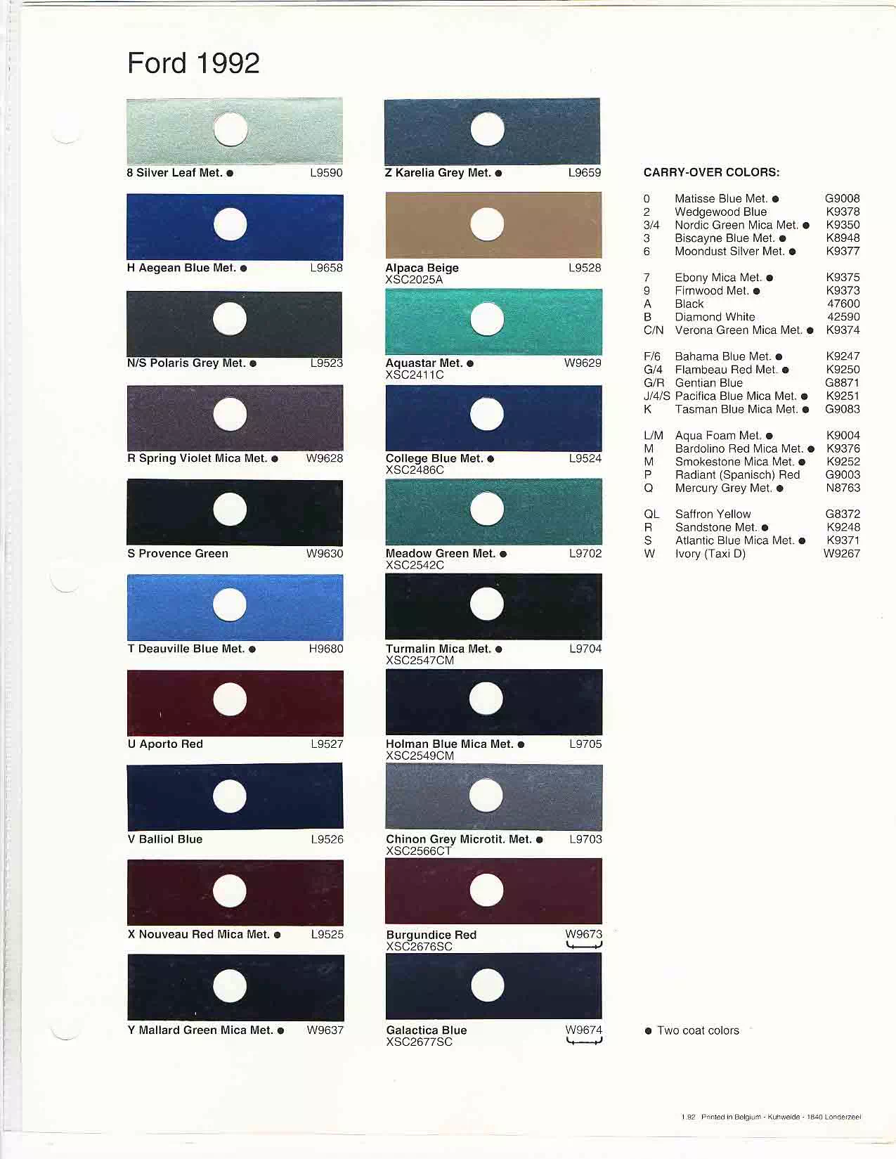 Ford, Lincoln, and Mercury, paint code swatches ( color examples )  oem paint codes and mixing stock numbers for those colors.