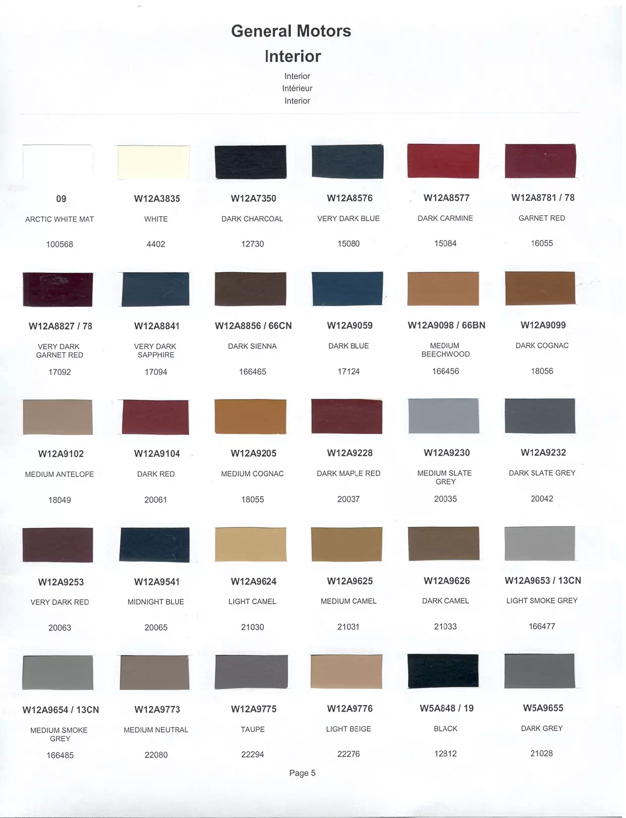 Paint color examples, their ordering codes, the oem color code, and vehicles the color was used on