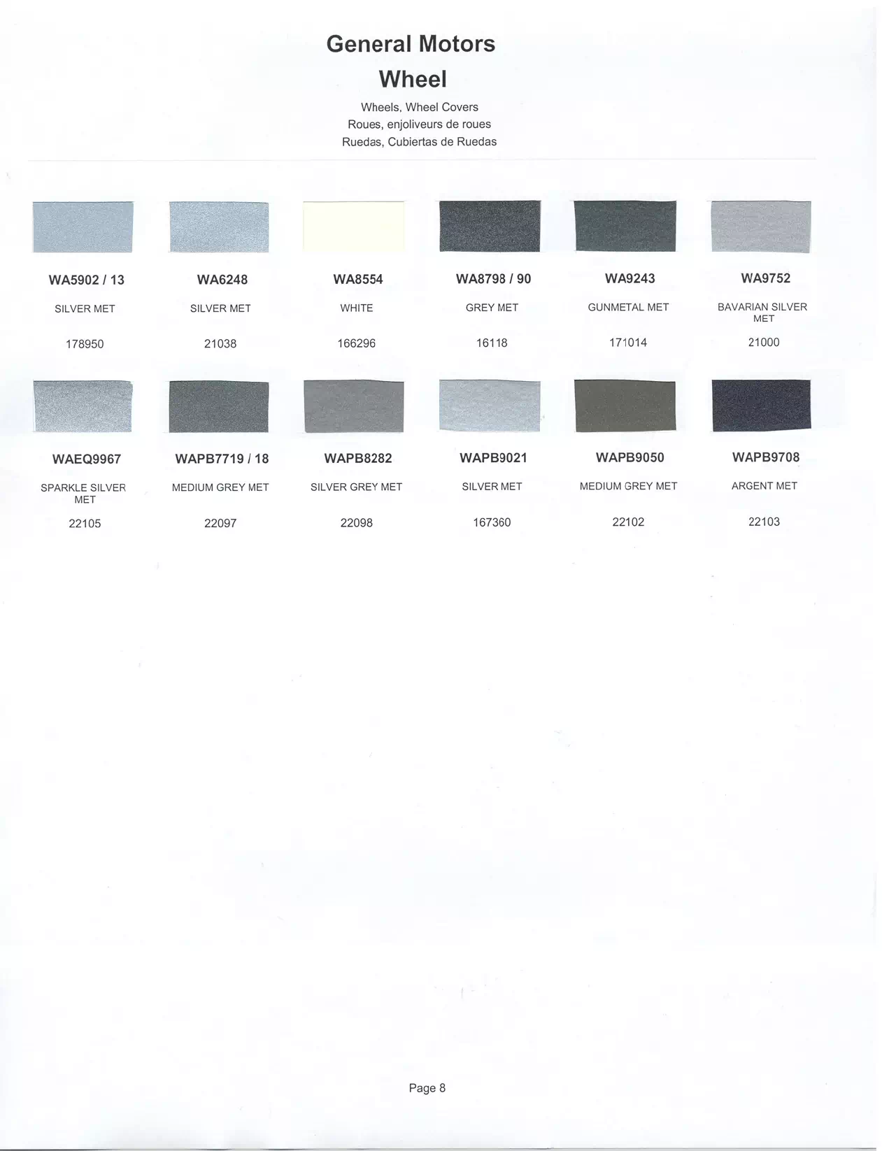 Paint color examples, their ordering codes, the oem color code, and vehicles the color was used on