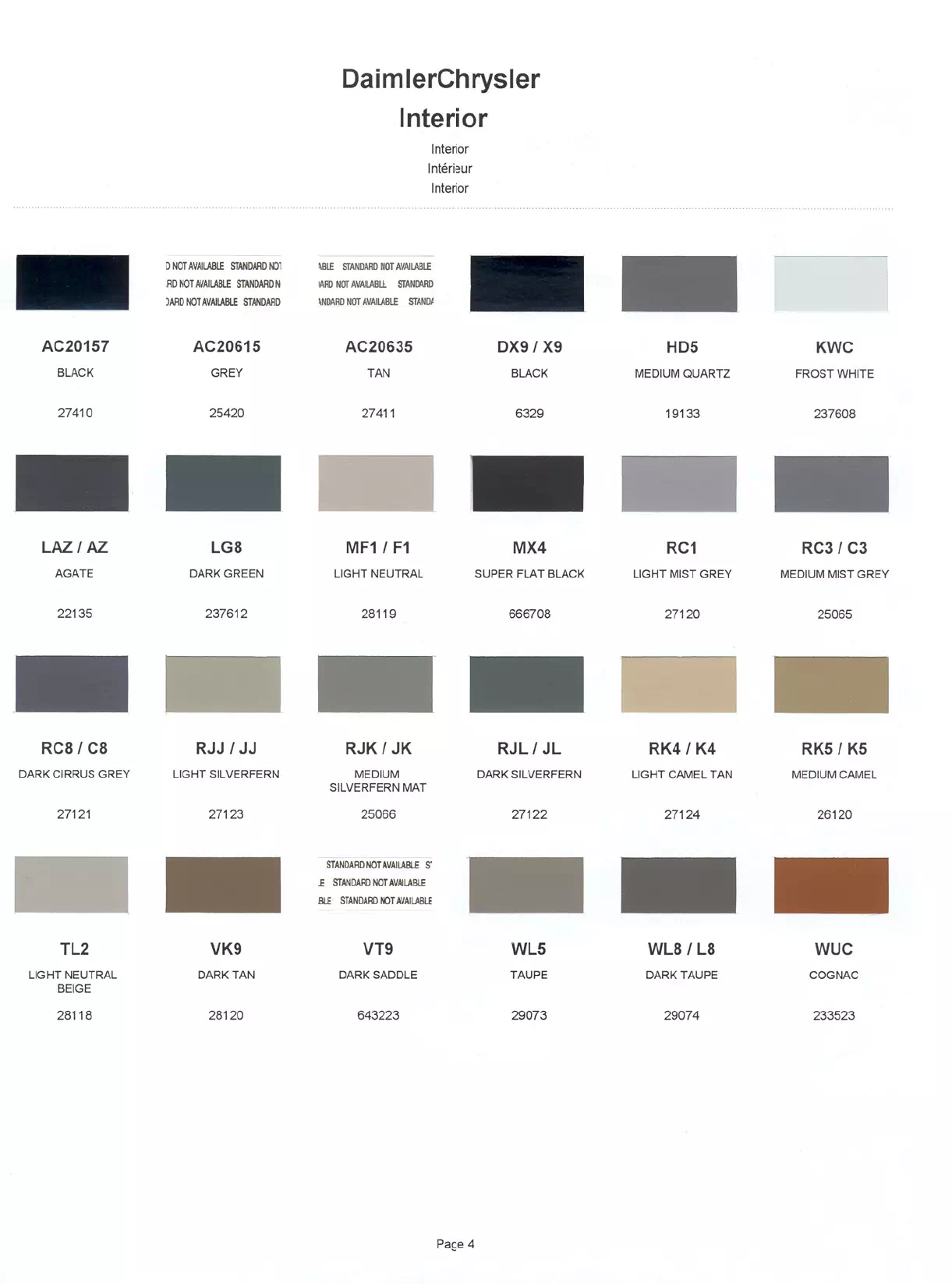 1999 Chrysler, Dodge, Jeep & Plymouth Paint Codes & Color C Paint color examples, their ordering codes, the oem color code, and vehicles the color was used on
