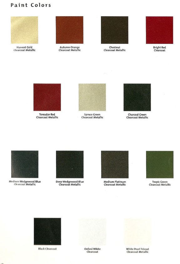 1999 Ford Explorer Paint Chart