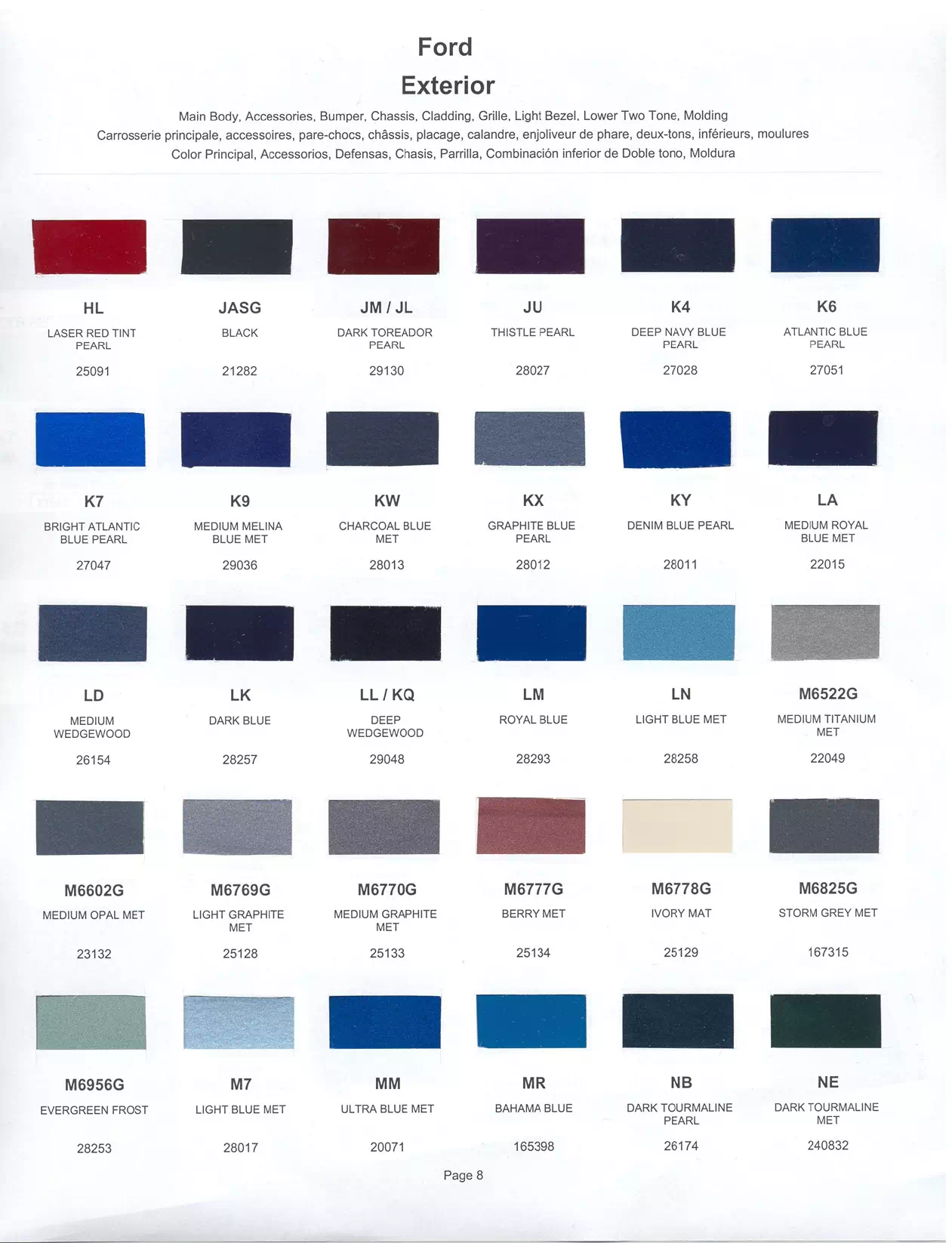 1999 Ford, Lincoln & Mercury Paint Codes & Color Chart Paint color examples, their ordering codes, the oem color code, and vehicles the color was used on