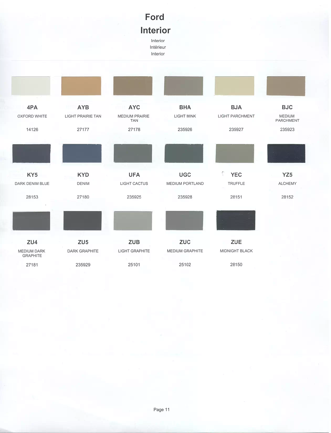 1999 Ford, Lincoln & Mercury Paint Codes & Color Chart Paint color examples, their ordering codes, the oem color code, and vehicles the color was used on