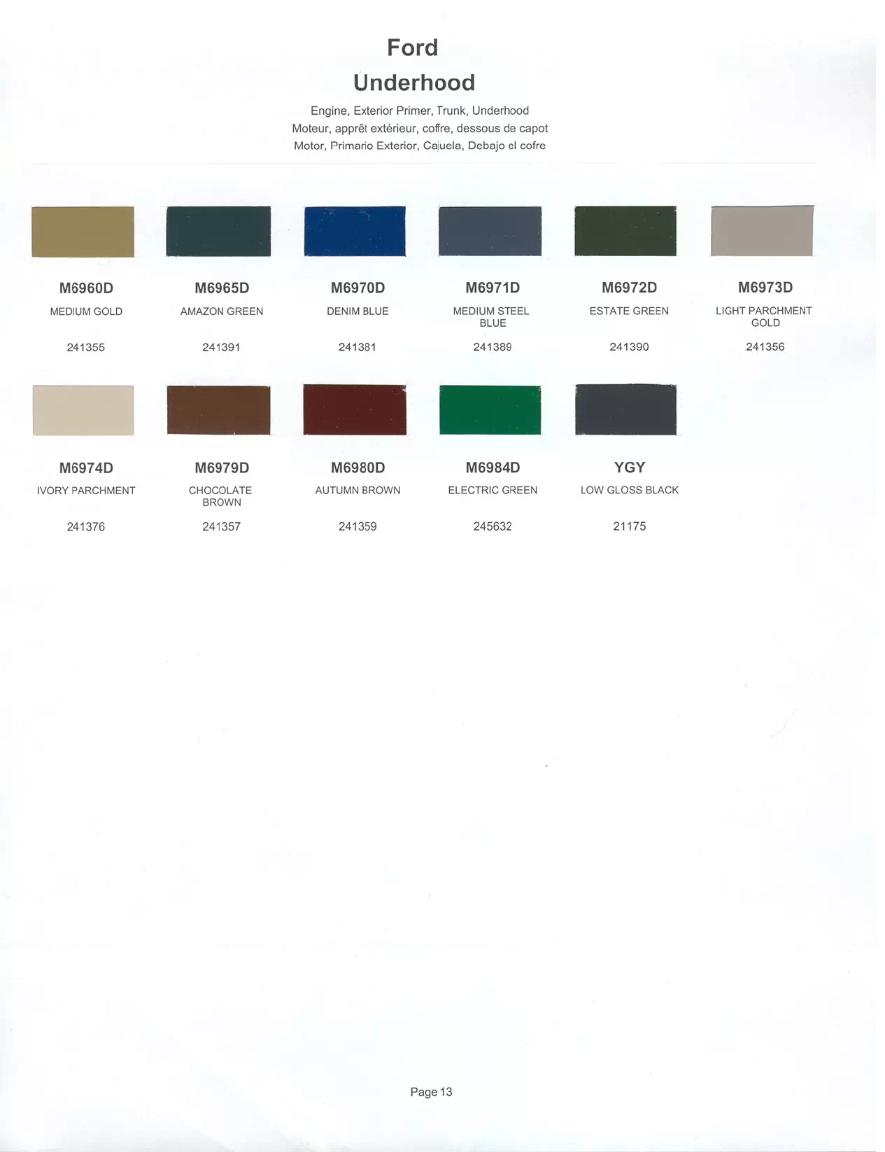 Paint color examples, their ordering codes, the oem color code, and vehicles the color was used on