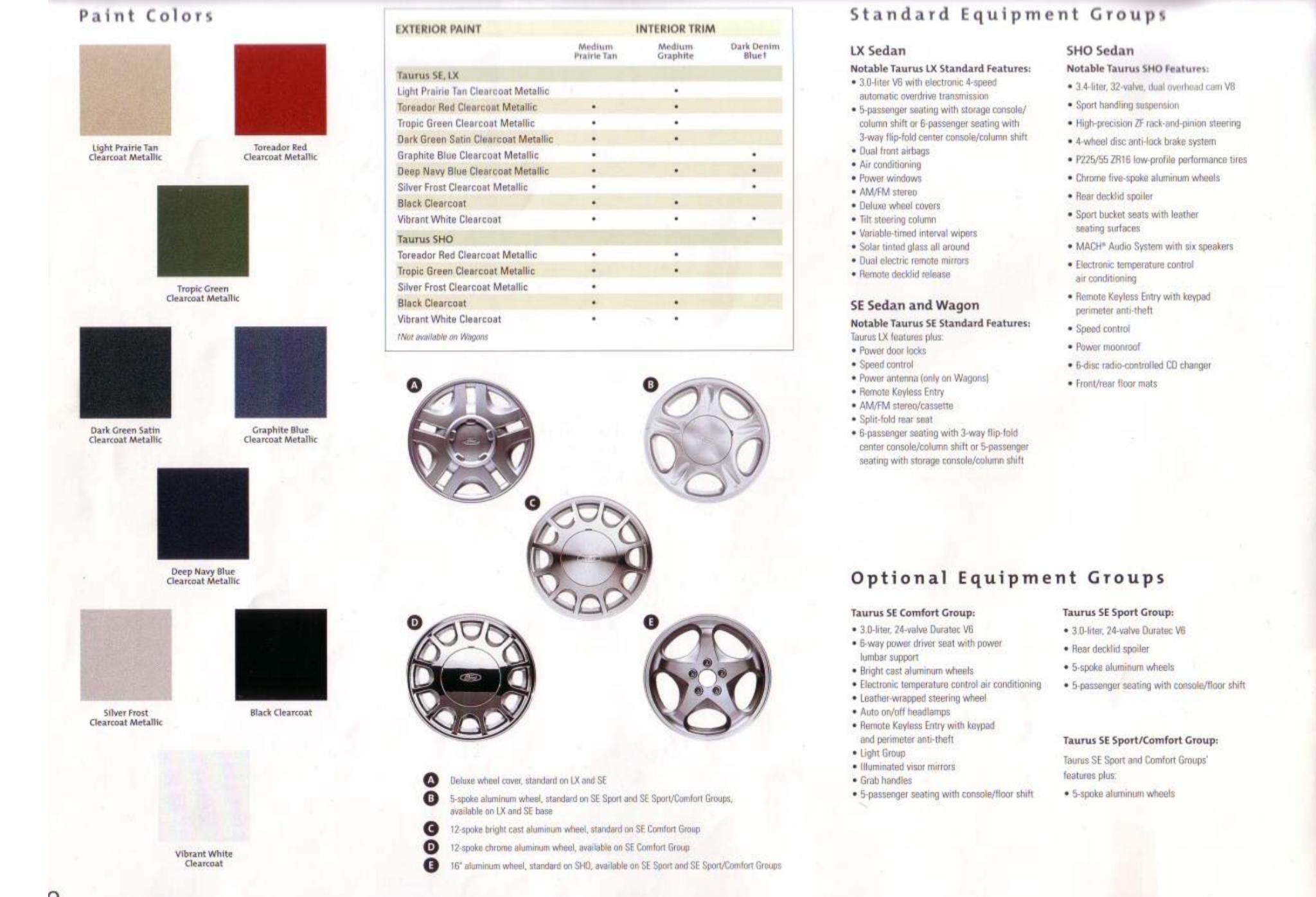 Colors and shade examples that the Ford  Taurus vehicle came in for this year