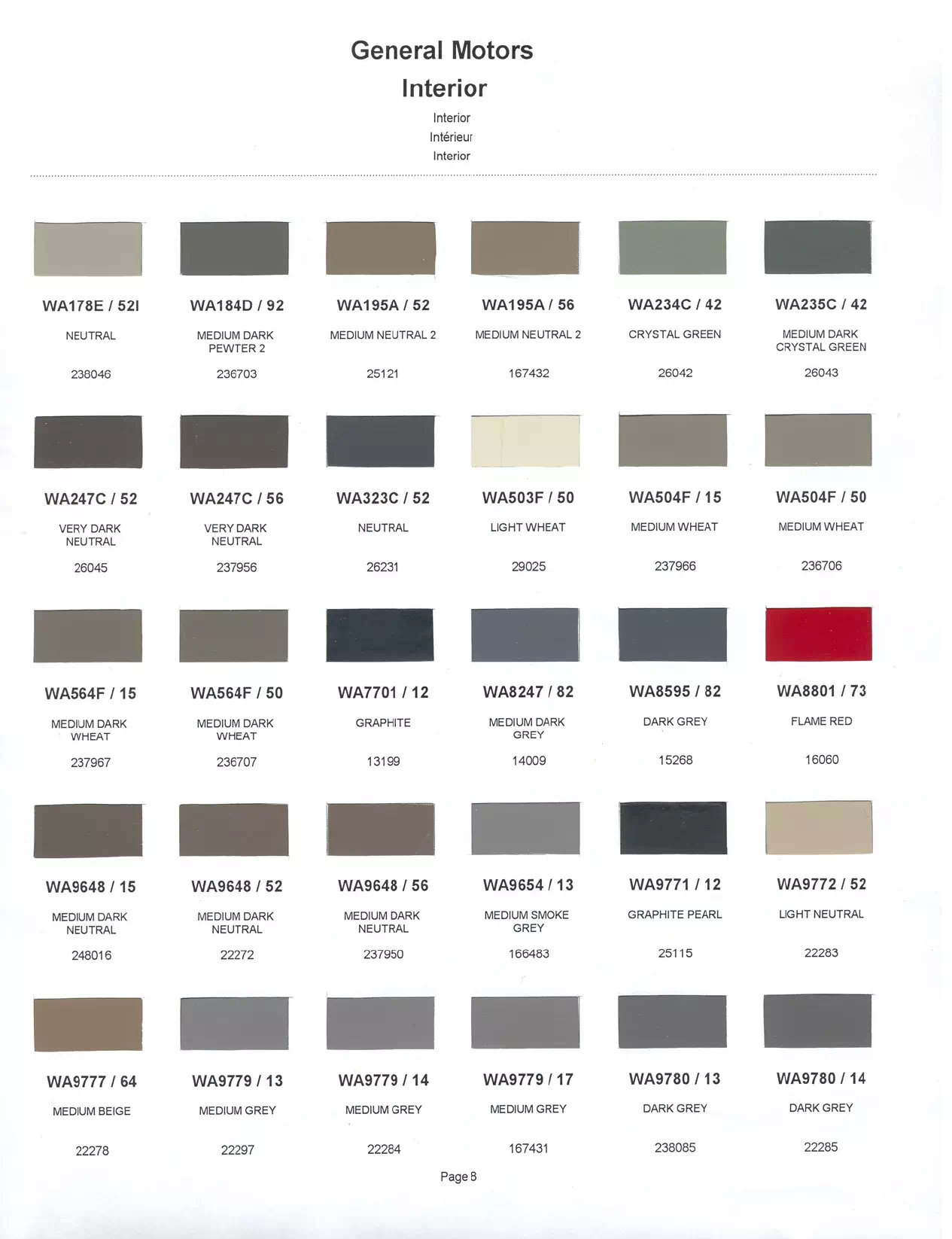 1999 General Motors Interior Paint Codes & Color Chart Paint color examples, their ordering codes, the oem color code, and vehicles the color was used on