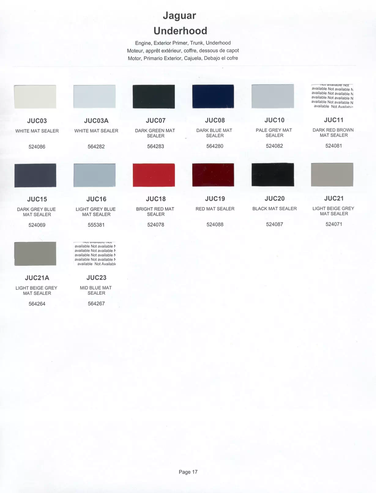 1999 Jaguar Paint Codes & Color Chart Paint color examples, their ordering codes, the oem color code, and vehicles the color was used on