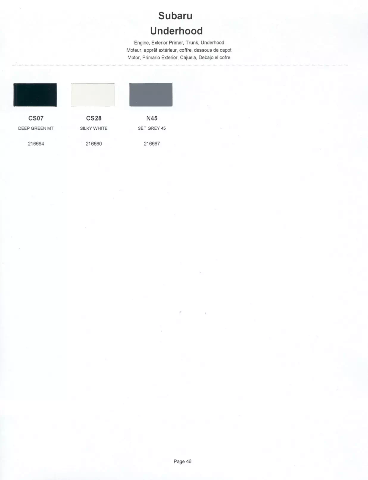 1999 Subaru Paint Codes & Color Chart Paint color examples, their ordering codes, the oem color code, and vehicles the color was used on
