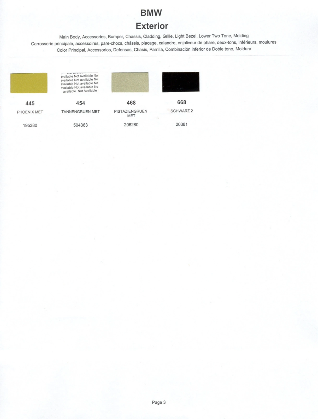 Paint color examples, their ordering codes, the oem color code, and vehicles the color was used on