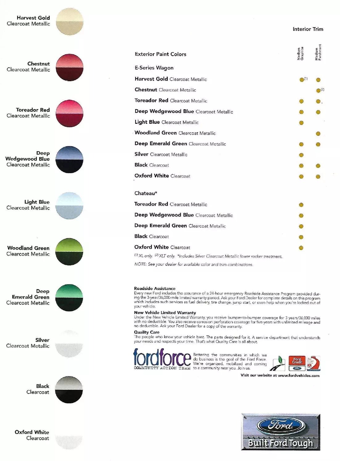 2000 Ford Econoline Paint Codes & Color Chart
