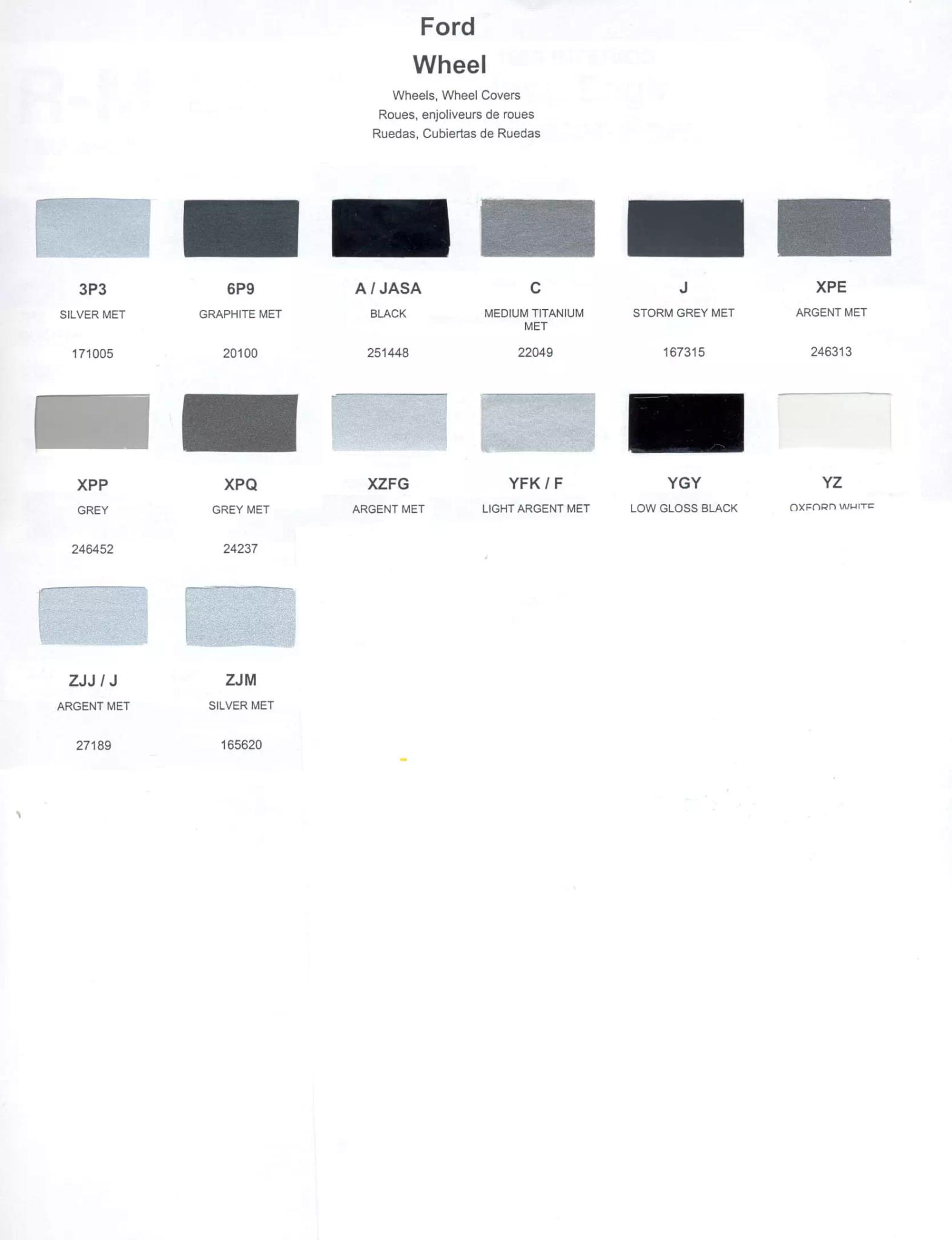 Paint color examples, their ordering codes, the oem color code, and vehicles the color was used on