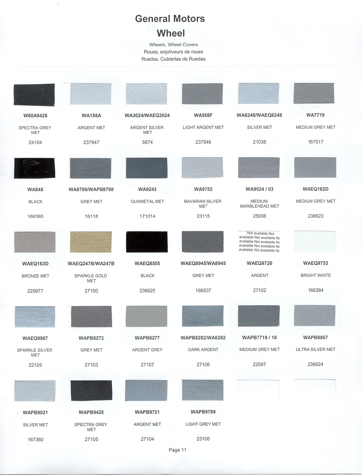 Paint color examples, their ordering codes, the oem color code, and vehicles the color was used on