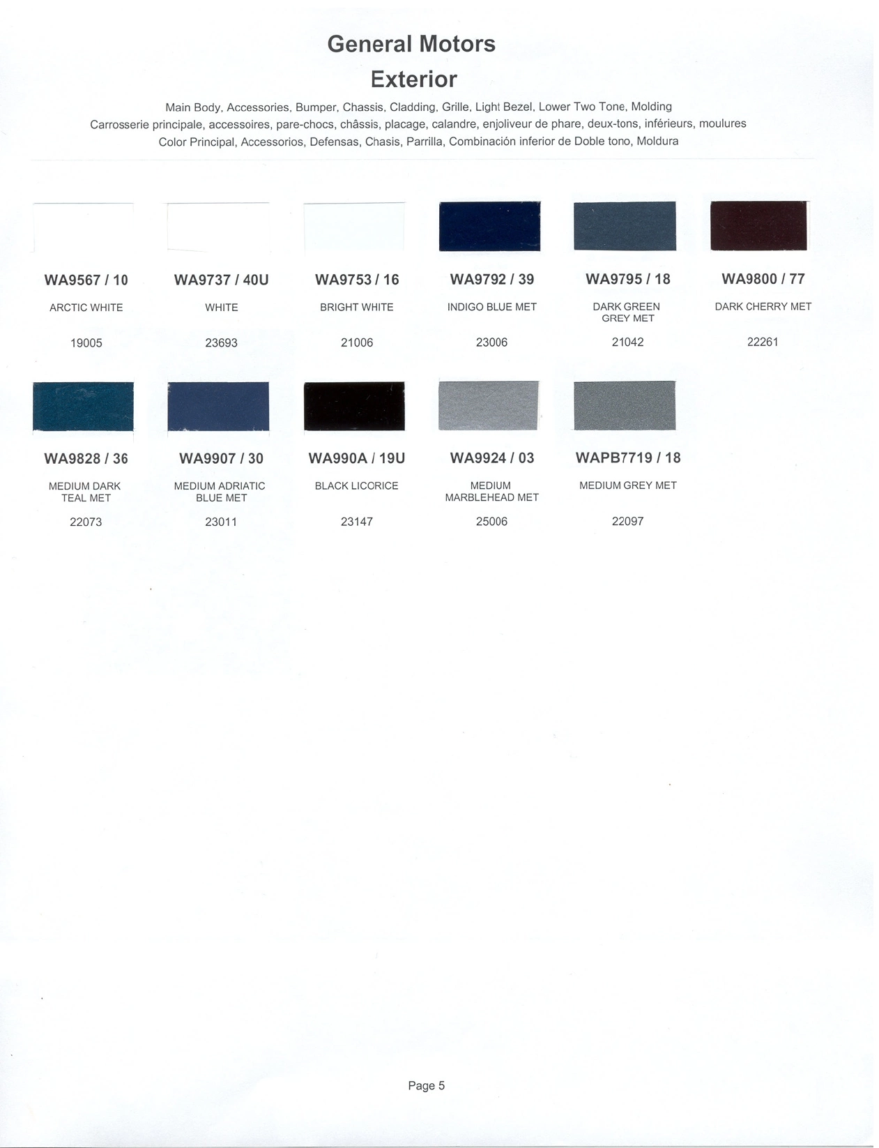 Paint color examples, their ordering codes, the oem color code, and vehicles the color was used on