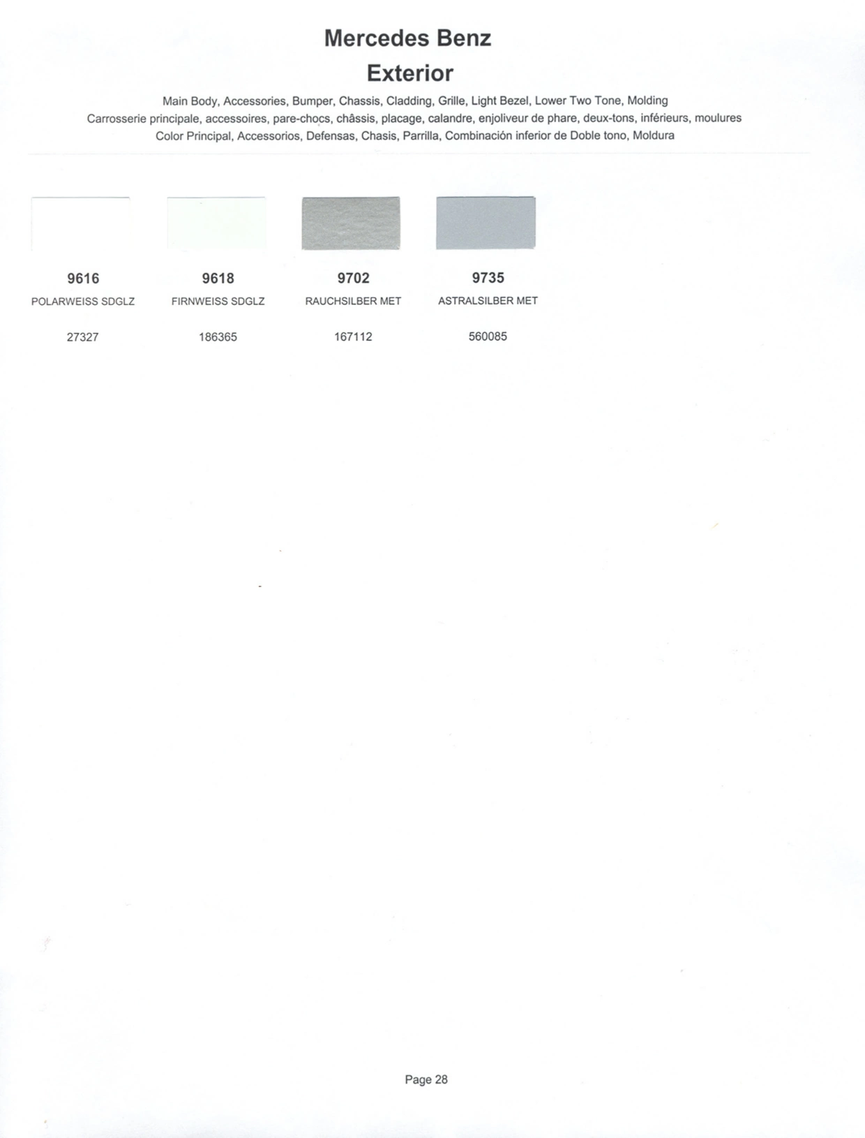 Paint color examples, their ordering codes, the oem color code, and vehicles the color was used on