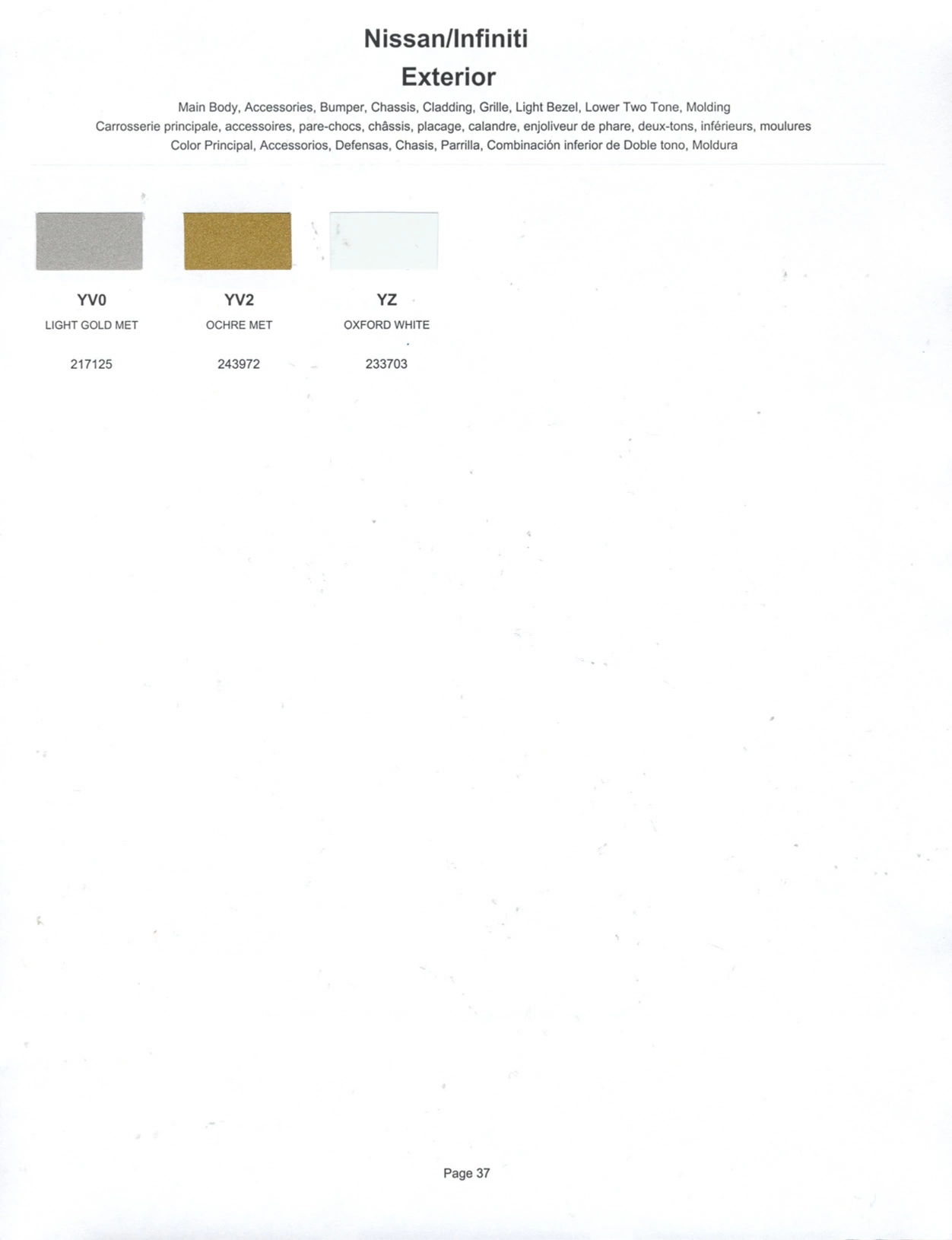 Paint color examples, their ordering codes, the oem color code, and vehicles the color was used on