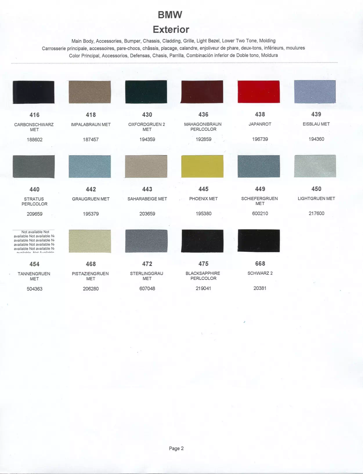 Paint color examples, their ordering codes, the oem color code, and vehicles the color was used on