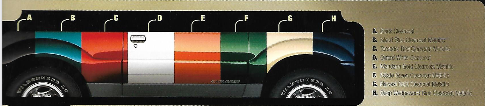 2001 Ford Explorer Paint Chart