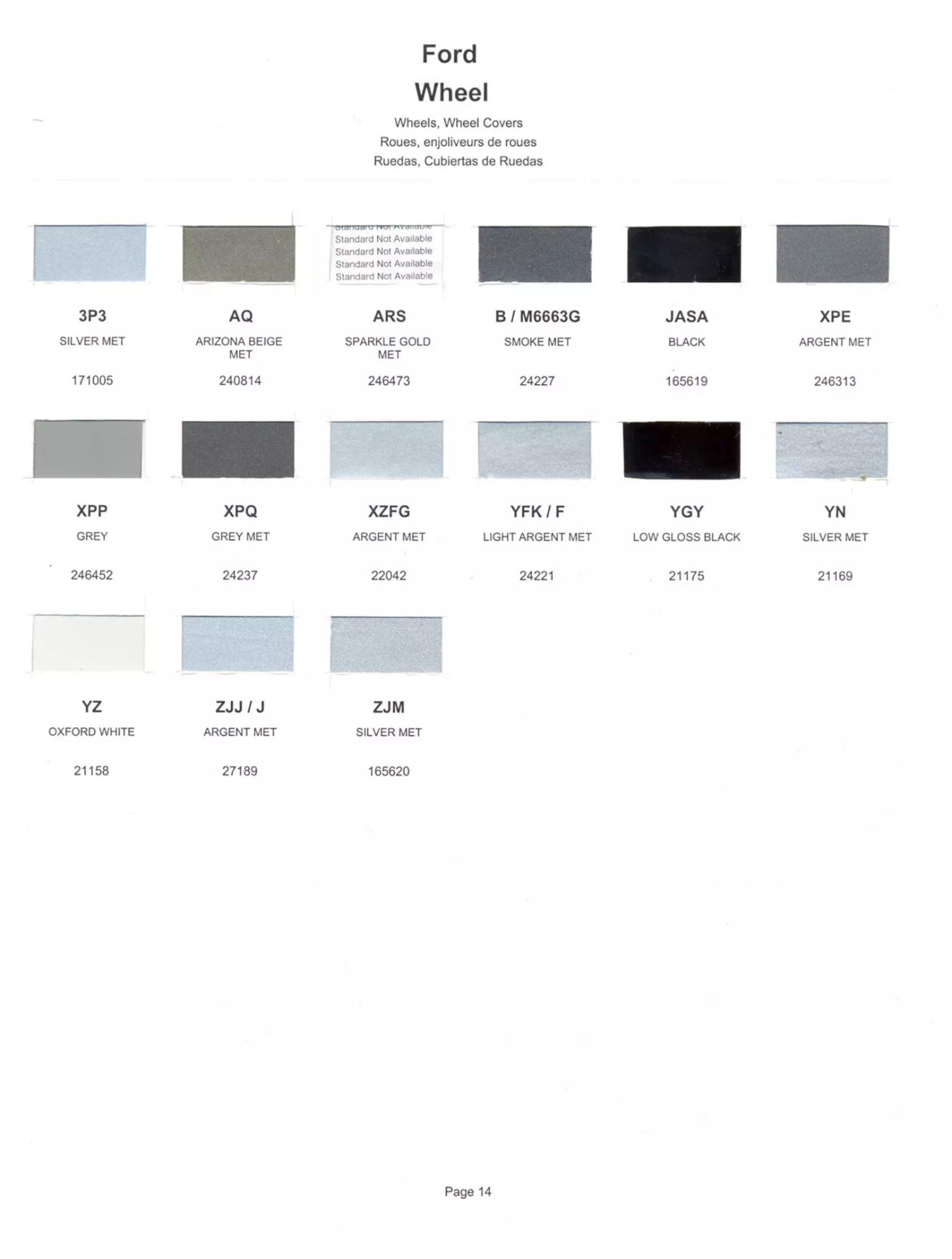 Paint color examples, their ordering codes, the oem color code, and vehicles the color was used on