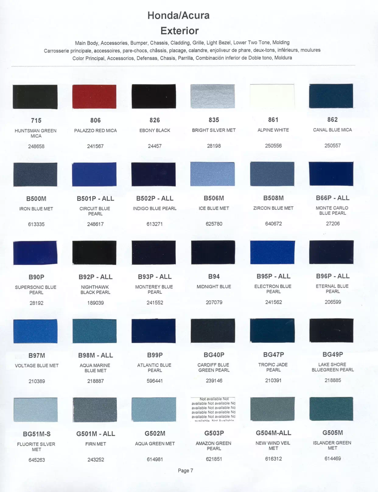 Paint color examples, their ordering codes, the oem color code, and vehicles the color was used on