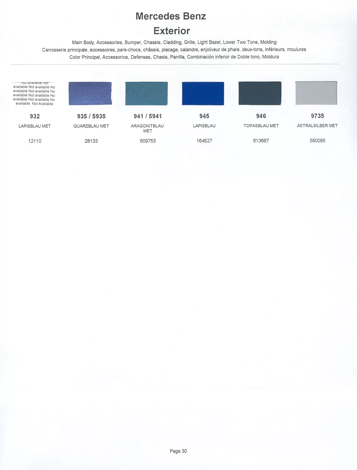 Paint color examples, their ordering codes, the oem color code, and vehicles the color was used on