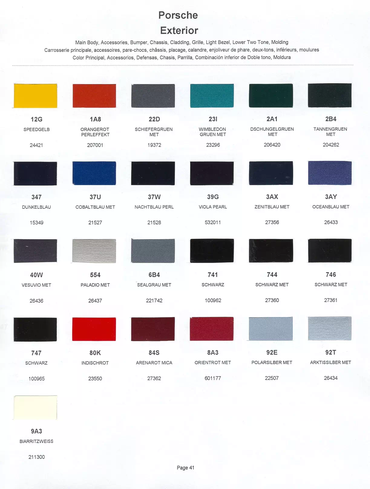 Paint color examples, their ordering codes, the oem color code, and vehicles the color was used on