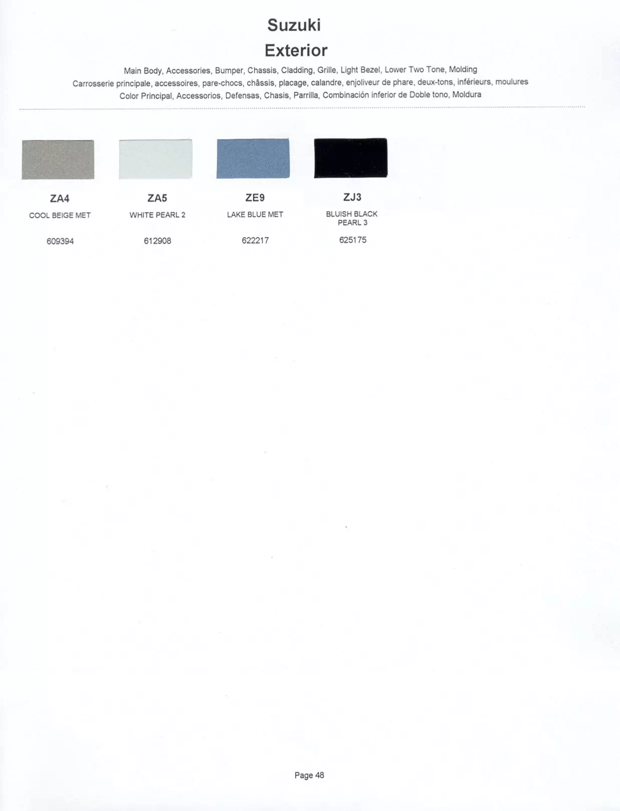 Paint color examples, their ordering codes, the oem color code, and vehicles the color was used on