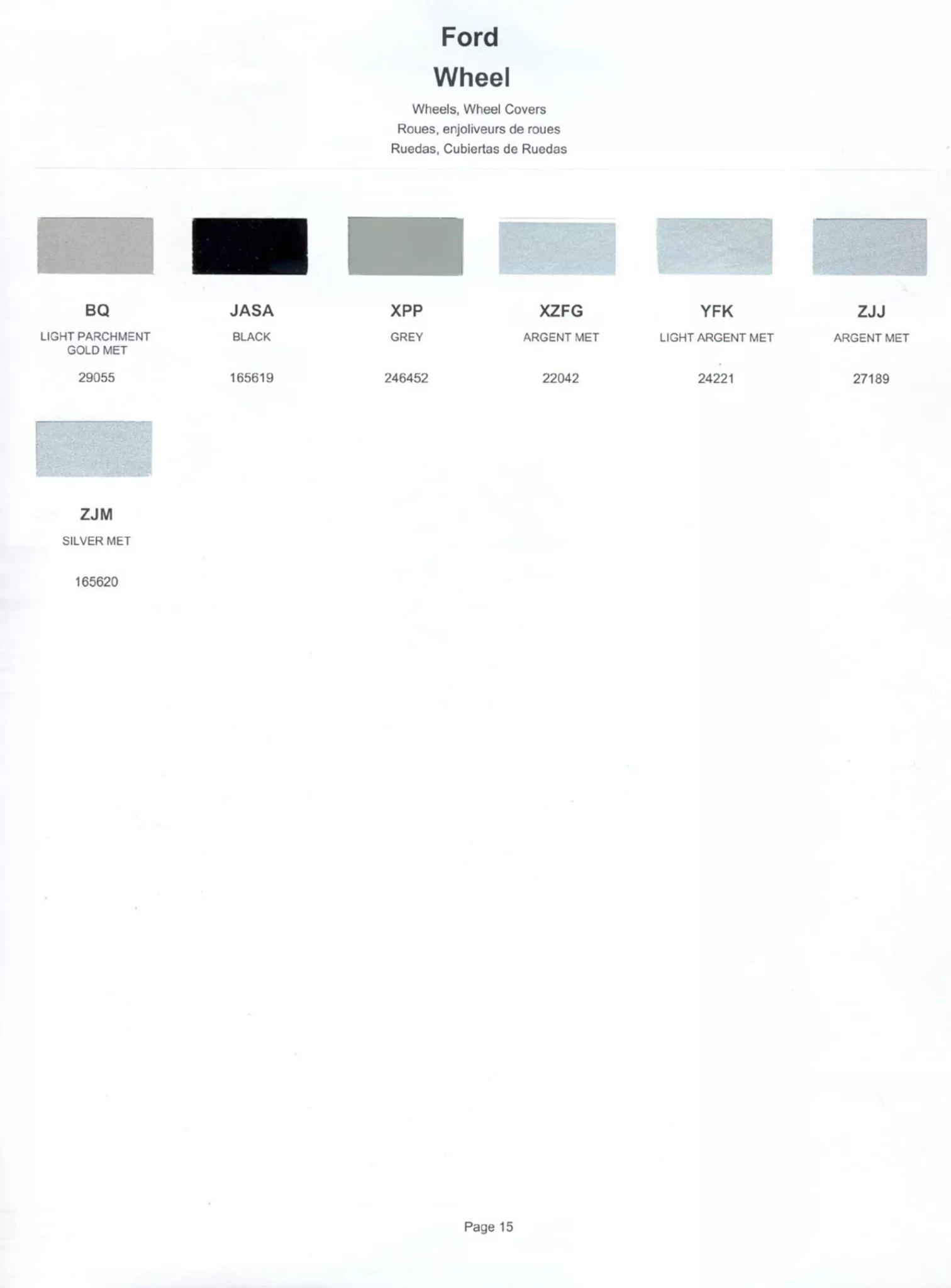 2002 Ford Motor Company Paint Codes Color swatches, and their ordering paint codes for 2002 model vehicles